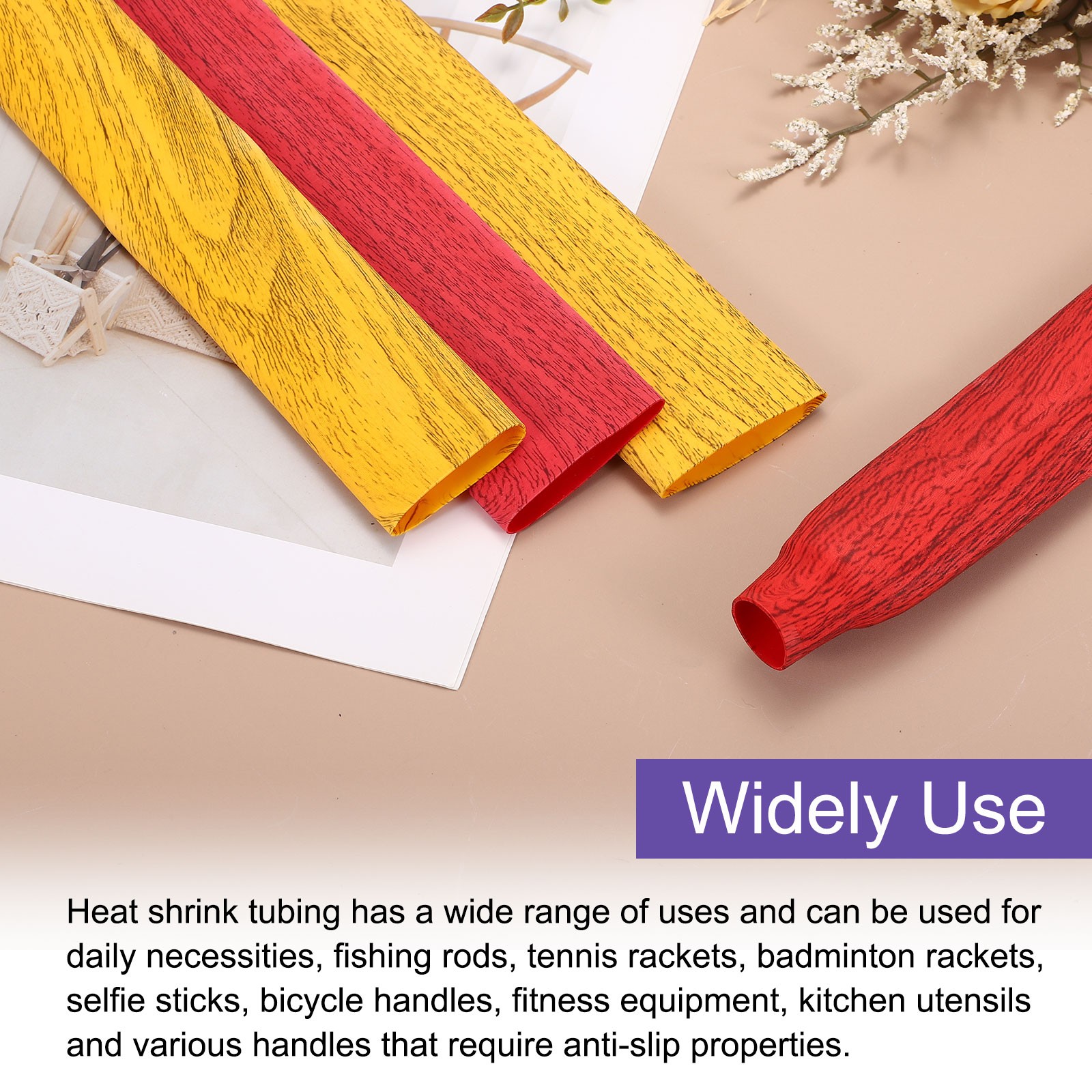 1.6ft 1.4″/35mm Dia Fishing Rod Heat Shrink Tube 1.8:1, Red Wooden Grain