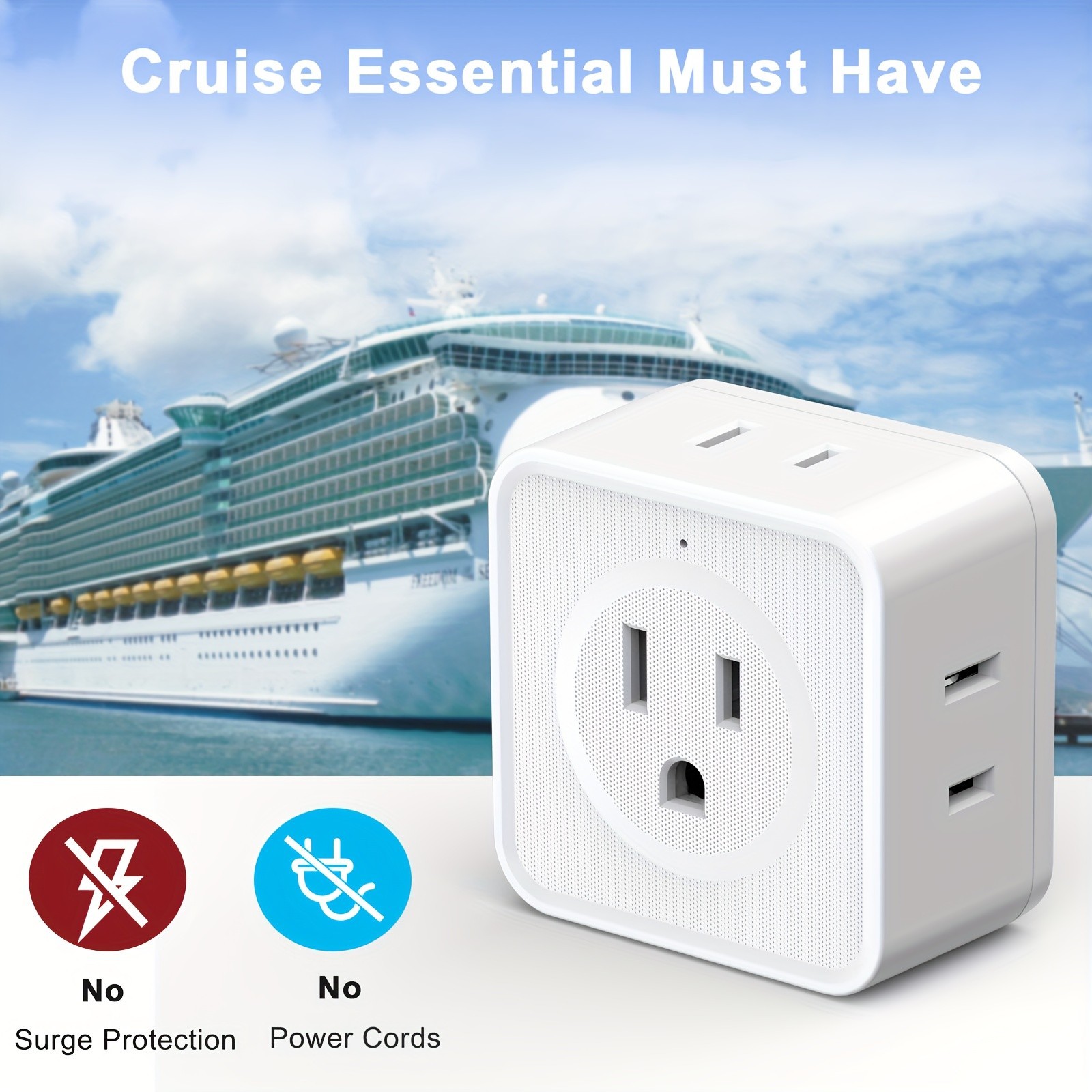5 Way Wall Outlet Extender Multi Plug Adapter Splitter US Plug Travel Home Offic