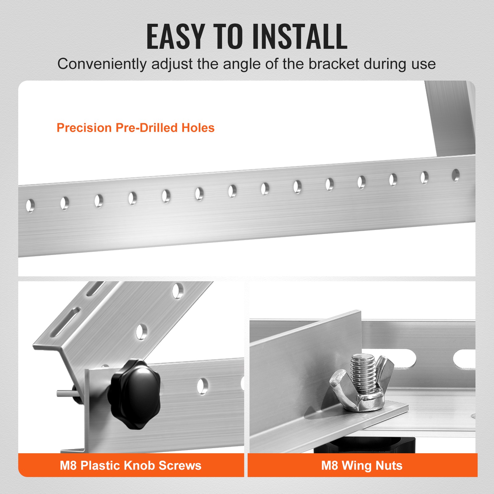 VEVOR 45-Inch Solar Panel Mount Brackets 0 – 90° Adjustable Tilt Brackets 2-Set