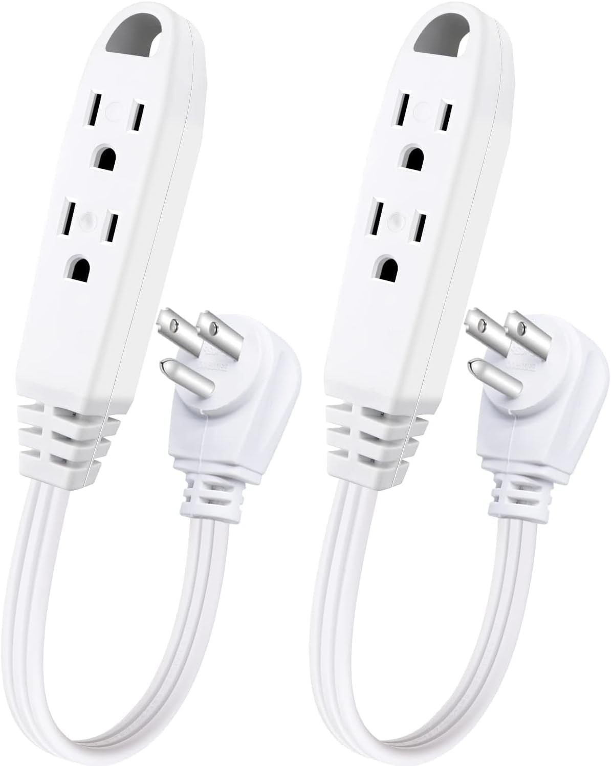 – 1 Feet 3 Outlet Extension Cord 2 Pack – Triple Wire Grounded Multi Outlet, UL