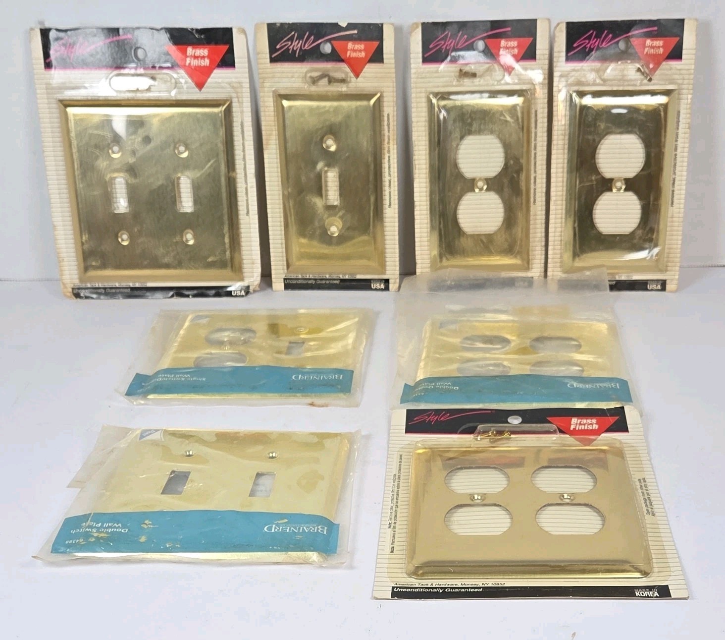 Style Brass Finish Metal Wall Plate Toggle Switch & Duplex Outlet Cover Screws