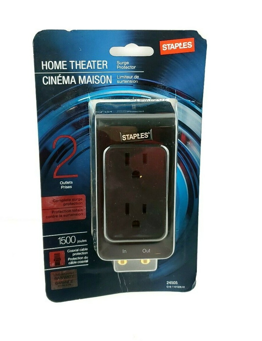 Home Theater Surge Protector 2 Outlets 1500 Joules Coaxial Cable USA Seller