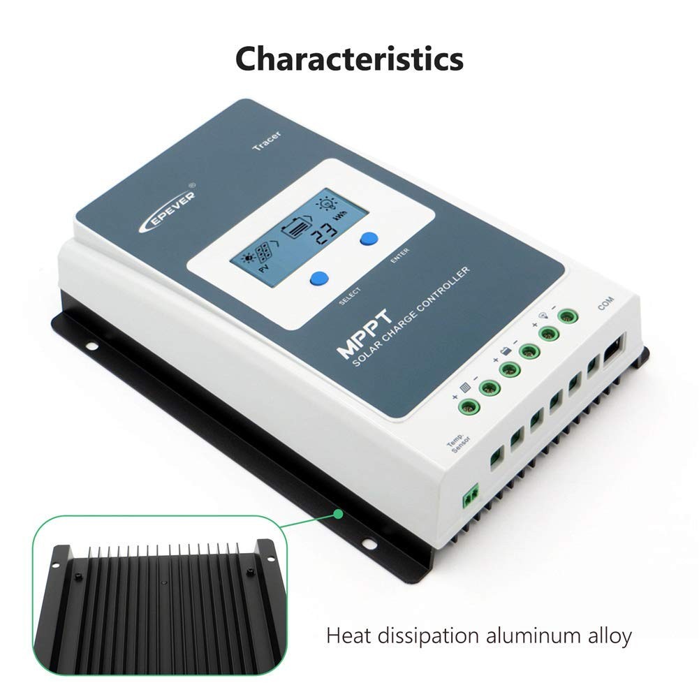 Epever 40A Mppt Solar Charge Controller 12/24V Dc Automatically Identifying