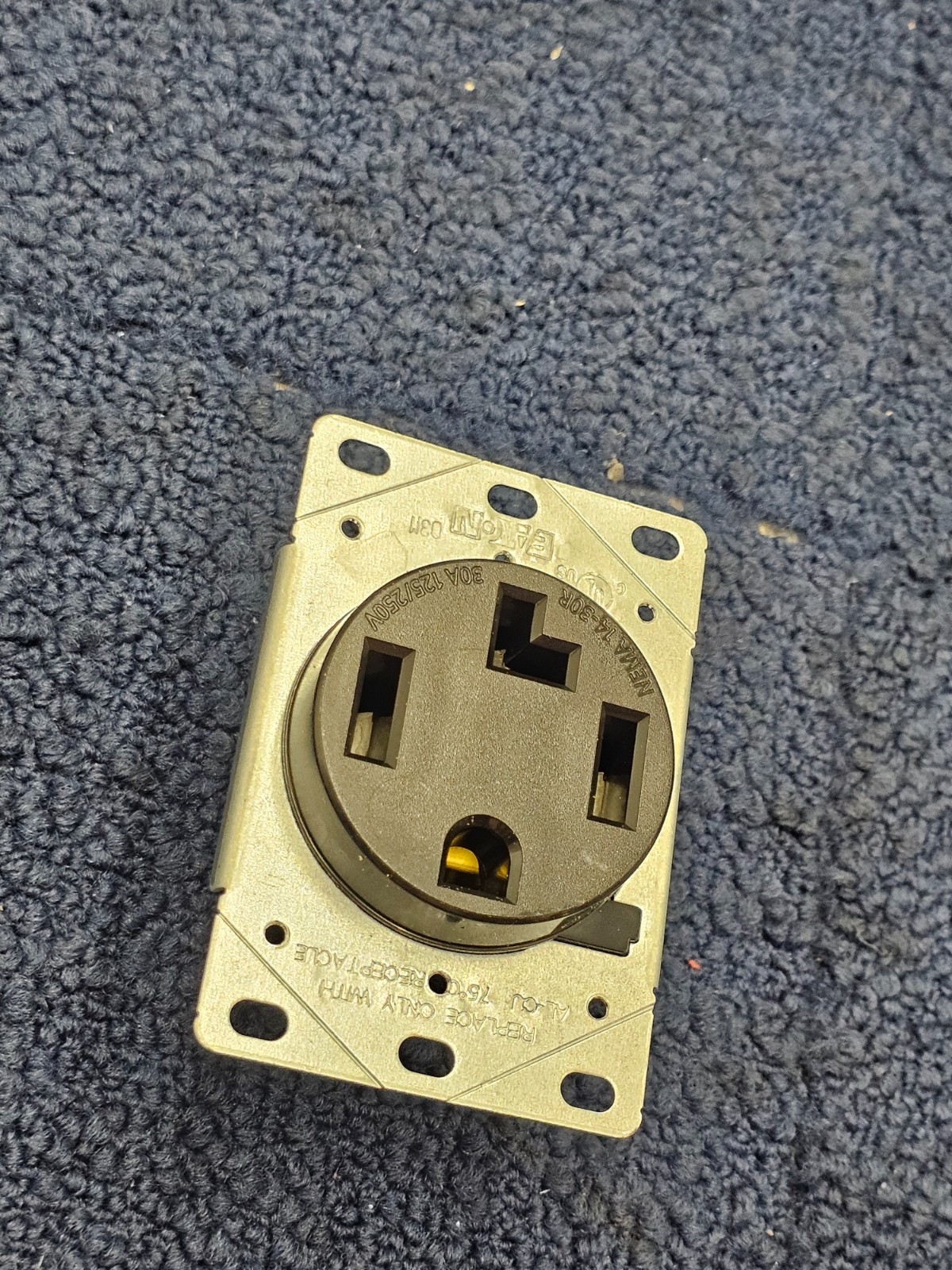 (QTY 3) Eaton AH1257BK-F Flush Mount Receptacle -125/250 VAC- 30 Amp NEMA 14-30R