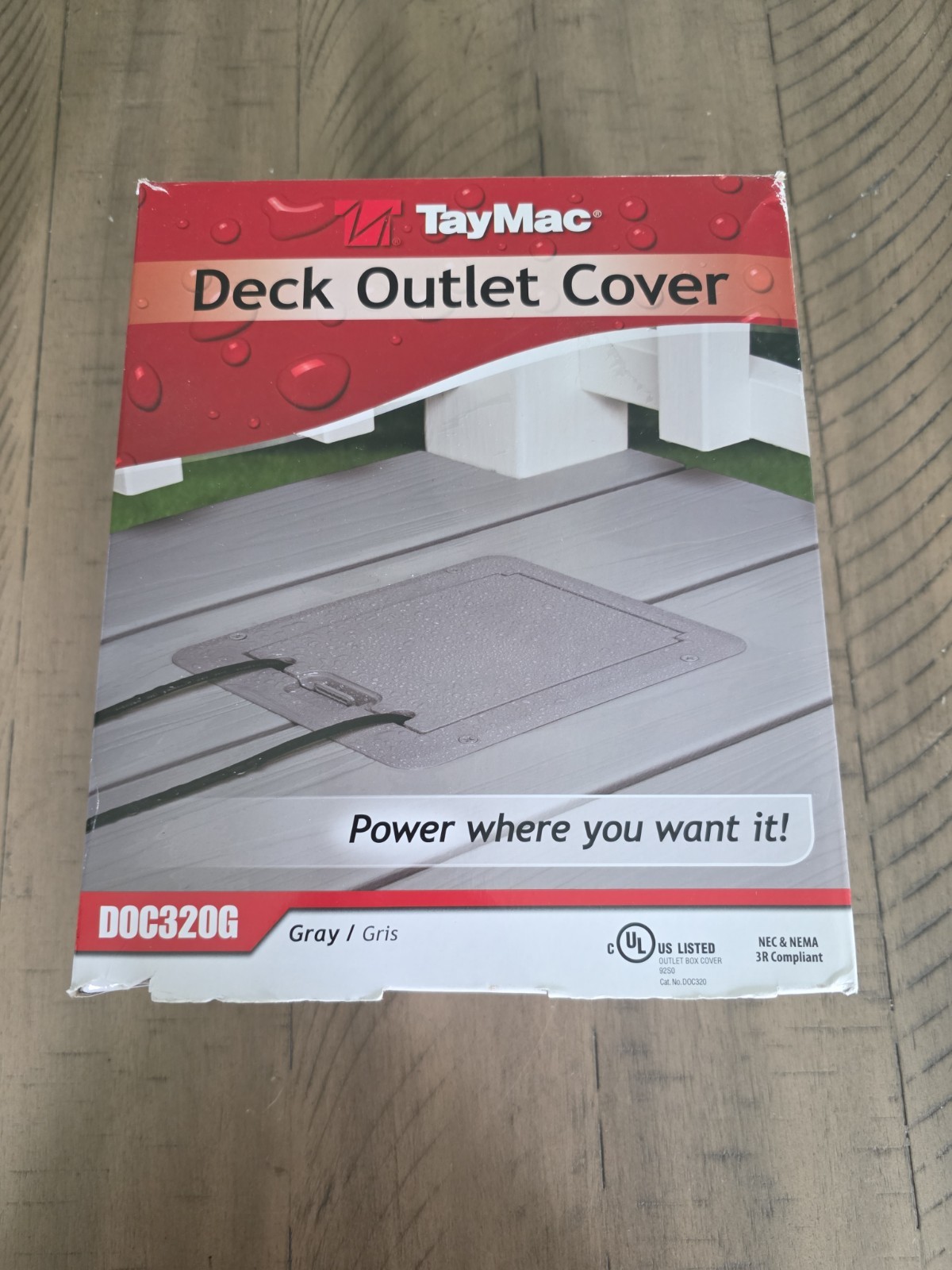 TayMac Deck Electrical Outlet Cover Grey Floor DOC320G Receptacle Open Box
