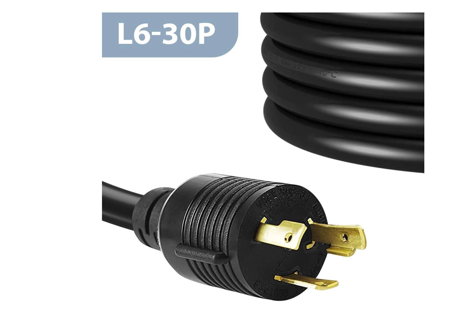 6-30P/L6-30R Heavy Duty Generator Locking Power Cord 7500W,30A,3prong,10FT