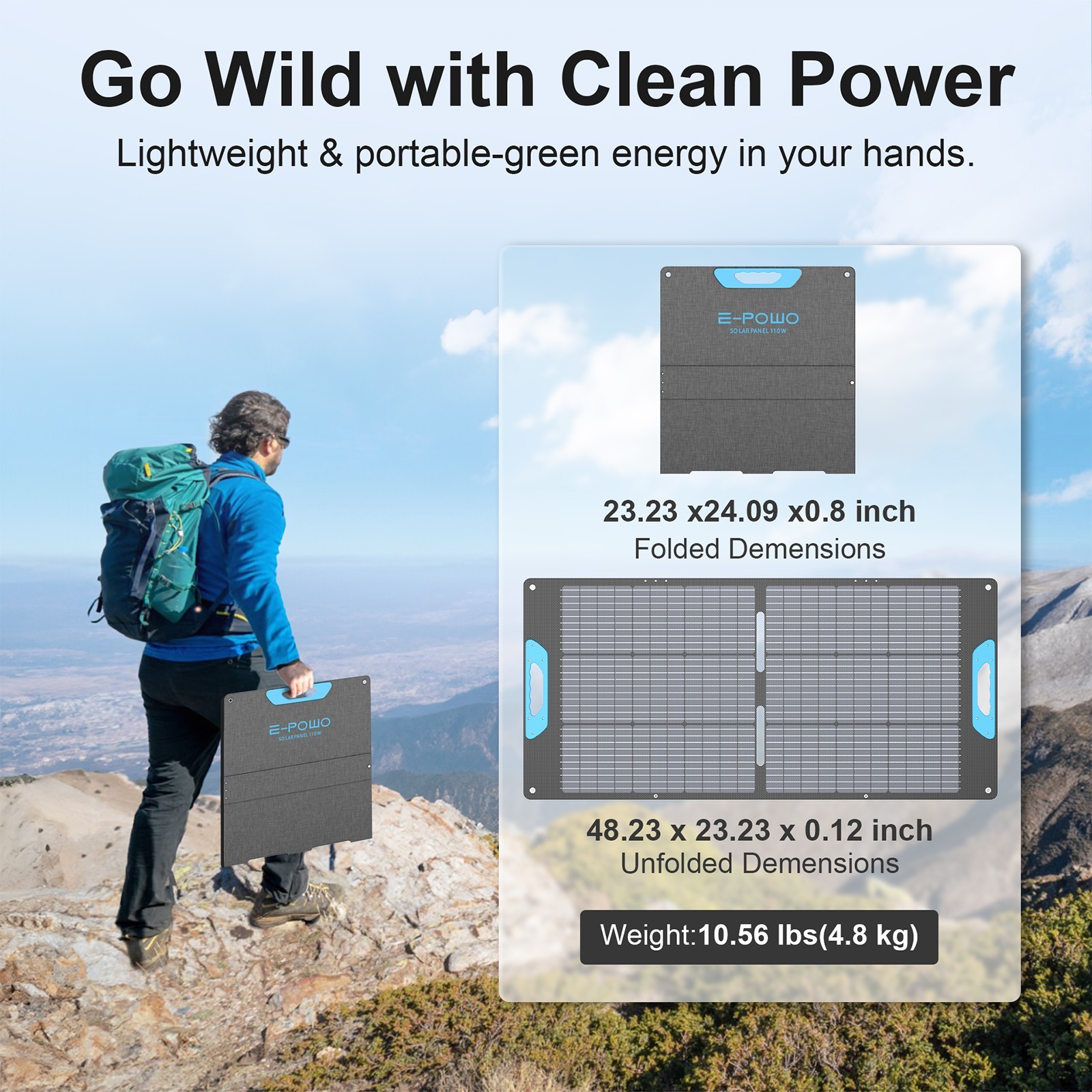 110W 220W 400W Portable Solar Panels for BLUETTI Elite 100 200 300 Power Station