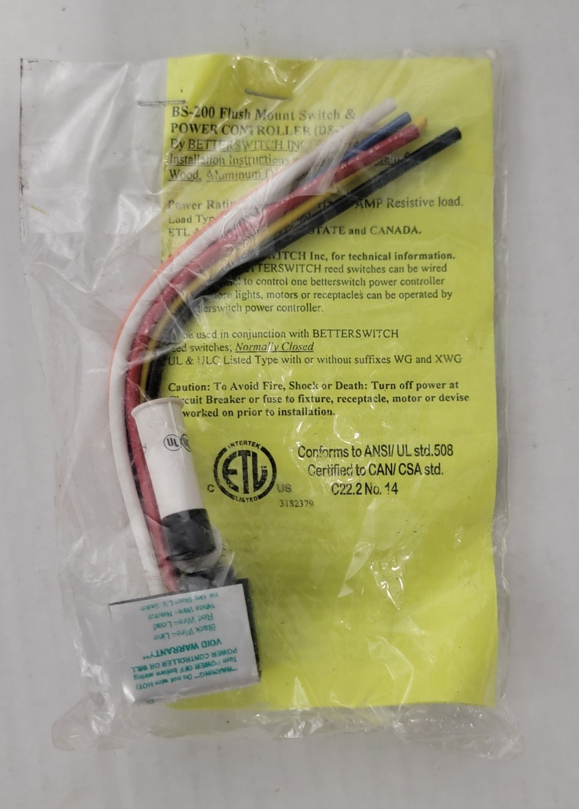 Betterswitch BS-200 Flush Mount Switch & Power Controller