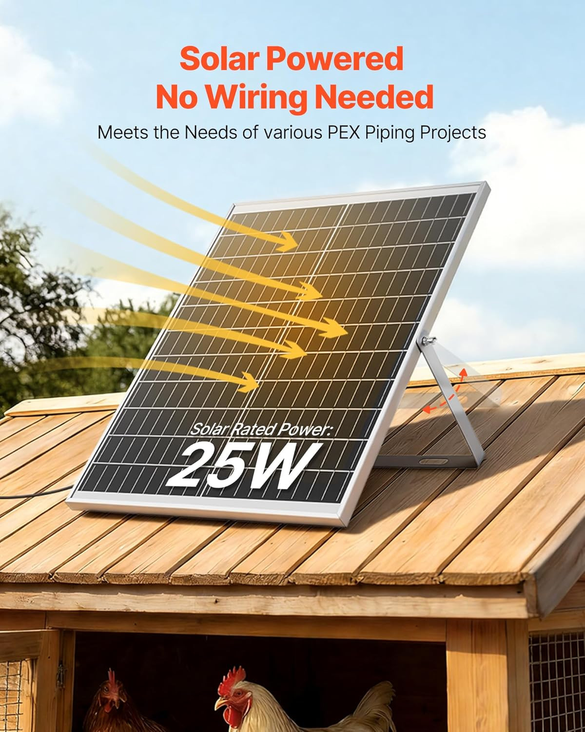 Solar Powered Fan, 25W Solar Panel with 4 Fans, Adjustable Solar Panel Angle, 26