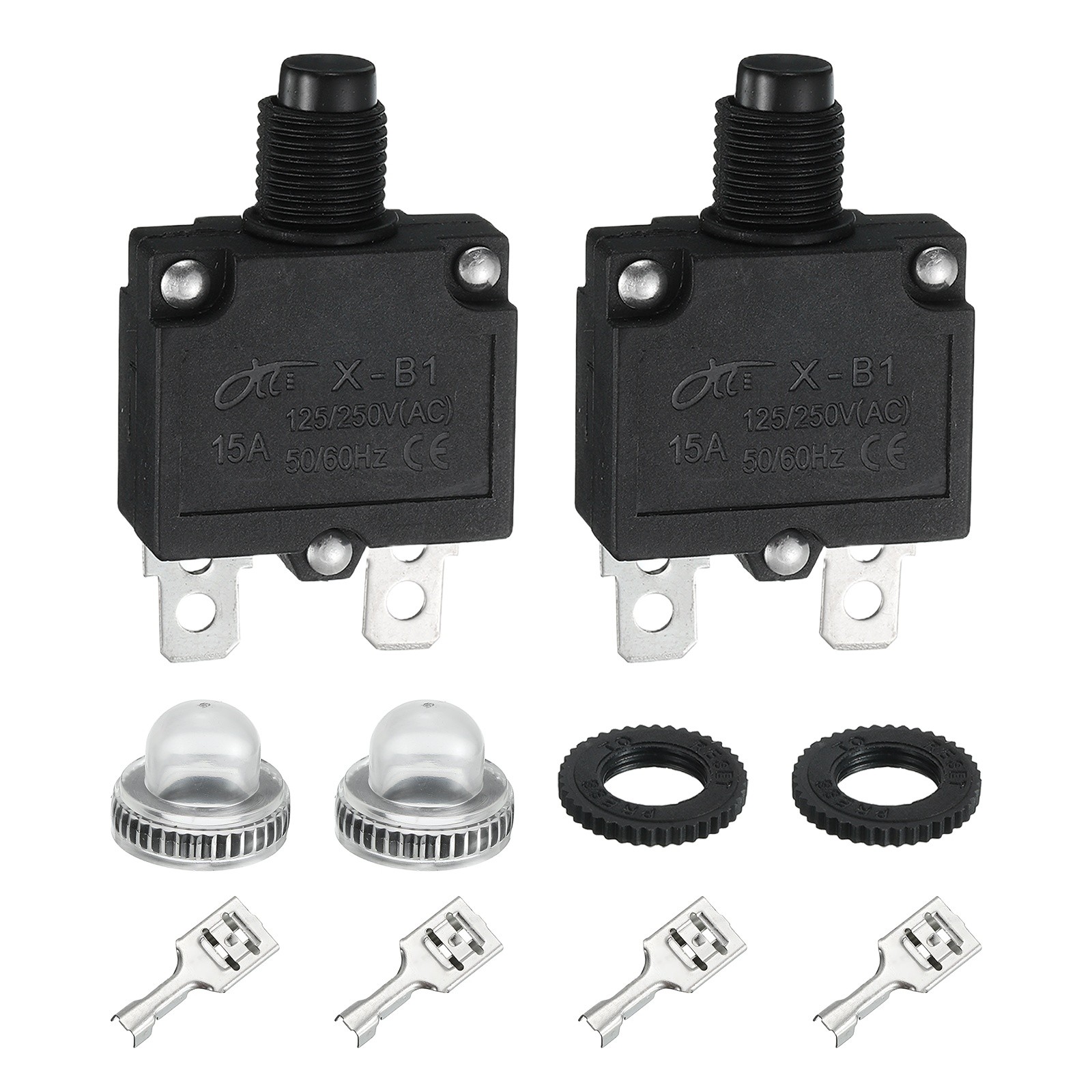 2 Pack X-B1 15Amp Circuit Breakers Manual Reset Push Button Overload Protector