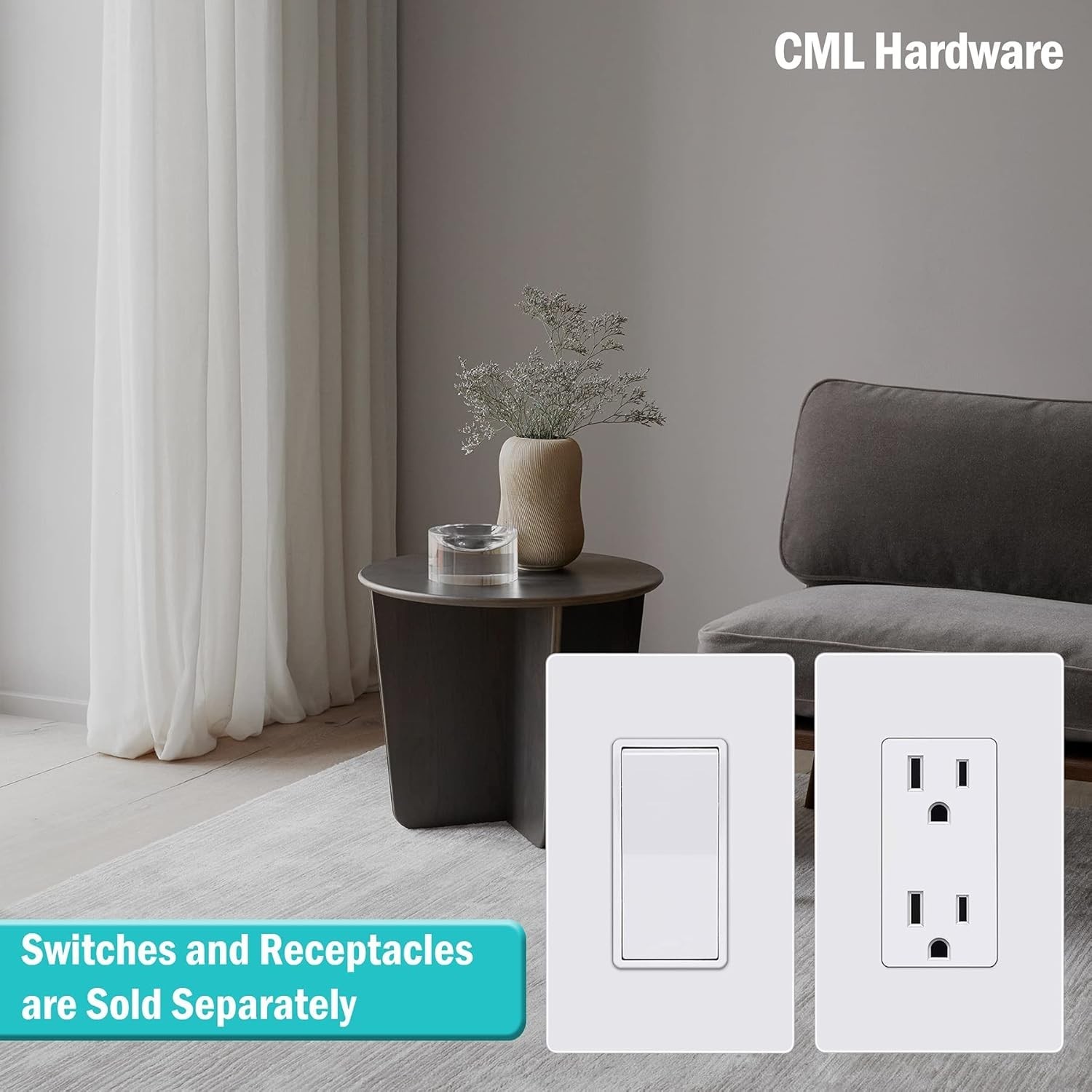 8-Pack Screwless Glossy Wall Plates, Durable Polycarbonate, 2.91″x4.68″ Size