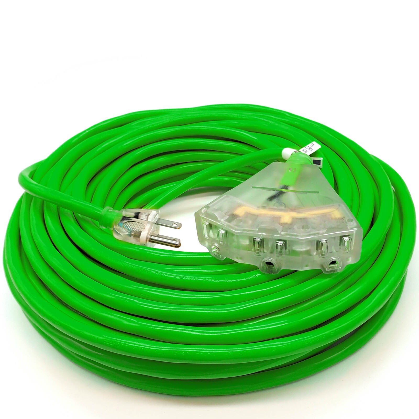 14 Gauge Green Heavy Duty SJTW Extension Cords Indoor / Outdoor Lighted