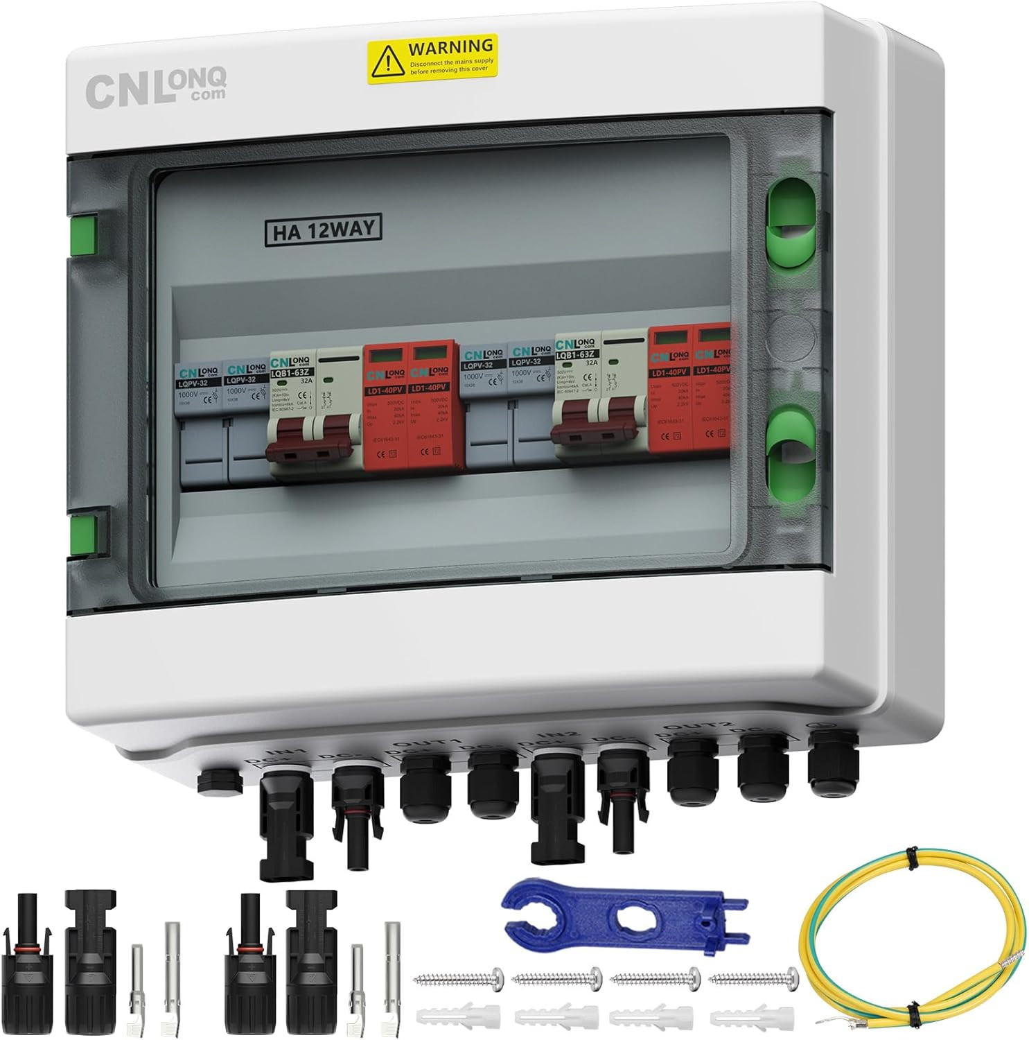 2 String Solar PV Combiner Box IP65 with Circuit Breaker & Surge Protector