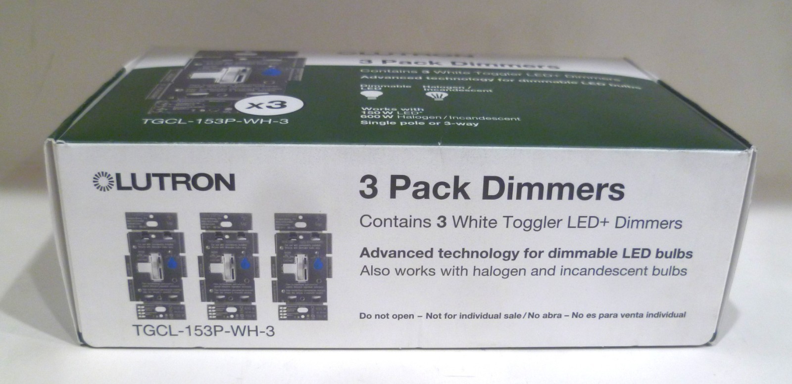 Lutron LED+ Dimmer Switch for Dimmable LED Bulbs TGCL-153P-WH-3 (3pk)