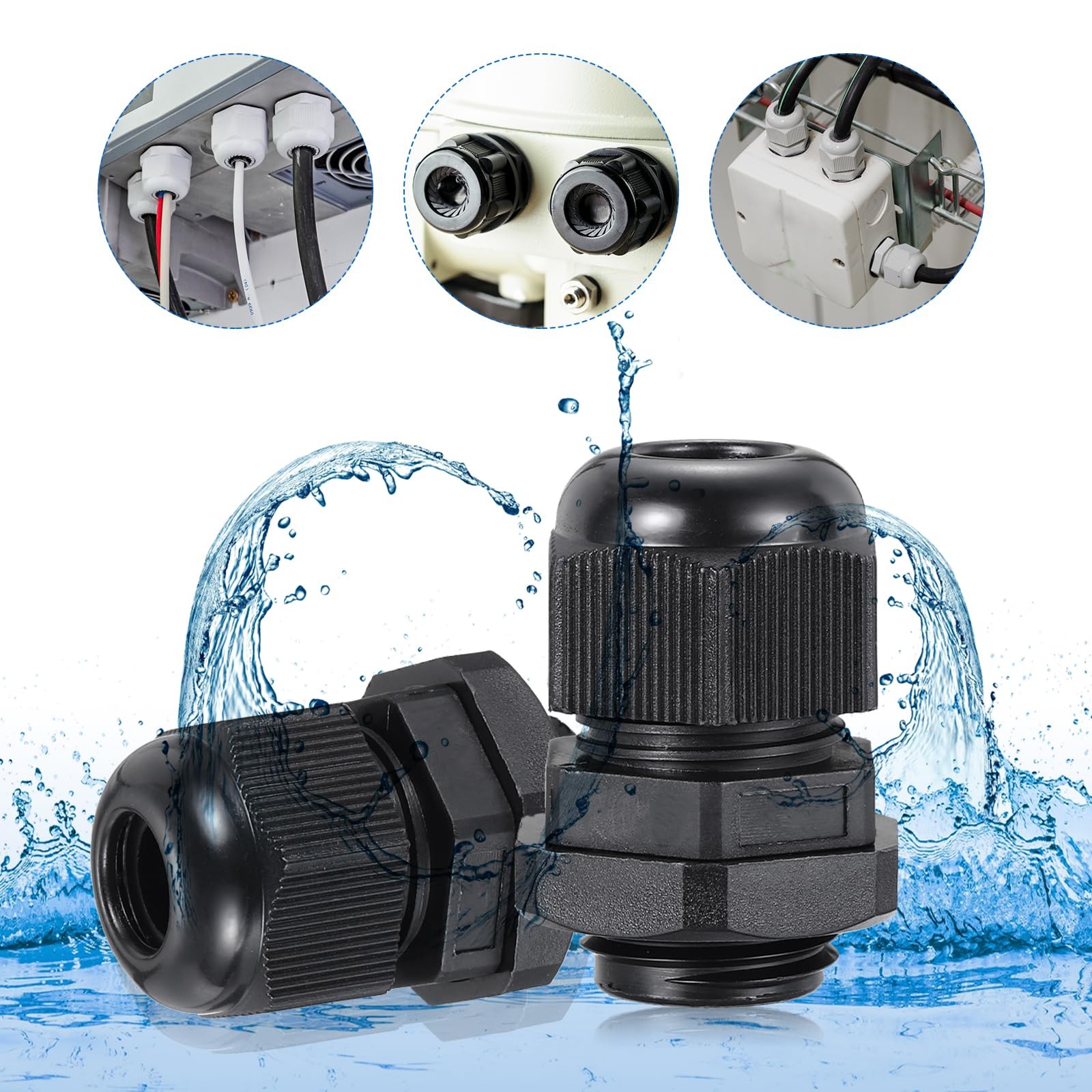 MECCANIXITY 4 Pcs M20 Cable Gland, 9-14mm Wire Hole Waterproof M20;