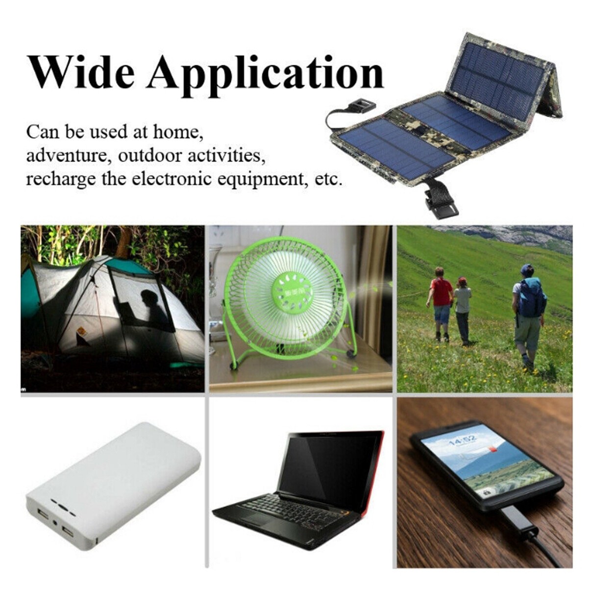 Folding Solar Panel Power Bank USB Battery Charger Outdoor Hiking Camping 80W US