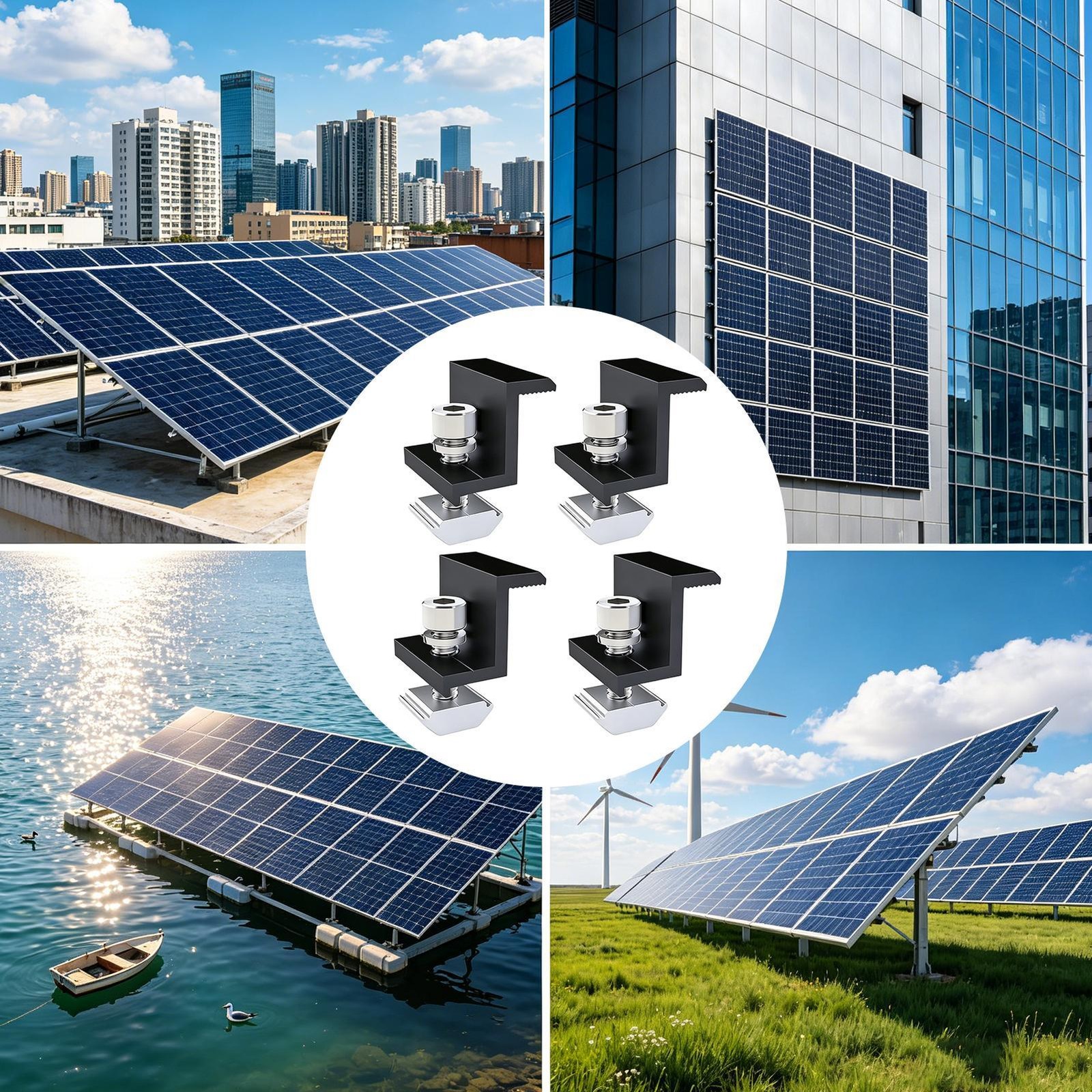4 Pcs Solar Panel Clamps, Aluminum Alloy Solar Panel Mounting Brackets Clips