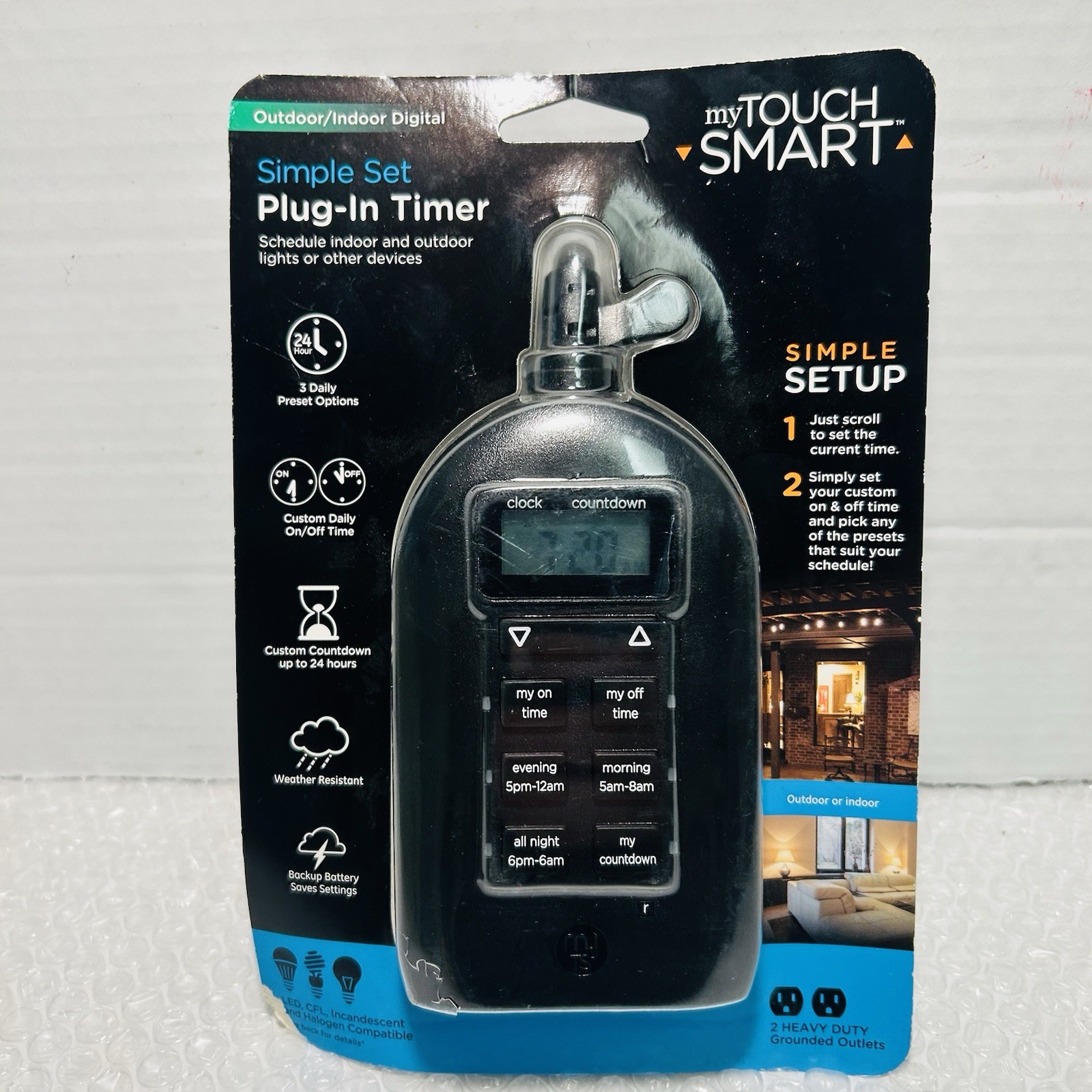 My Touch Smart Simple Set Plug-In Digital Timer #26898 Indoor & Outdoor New NIB
