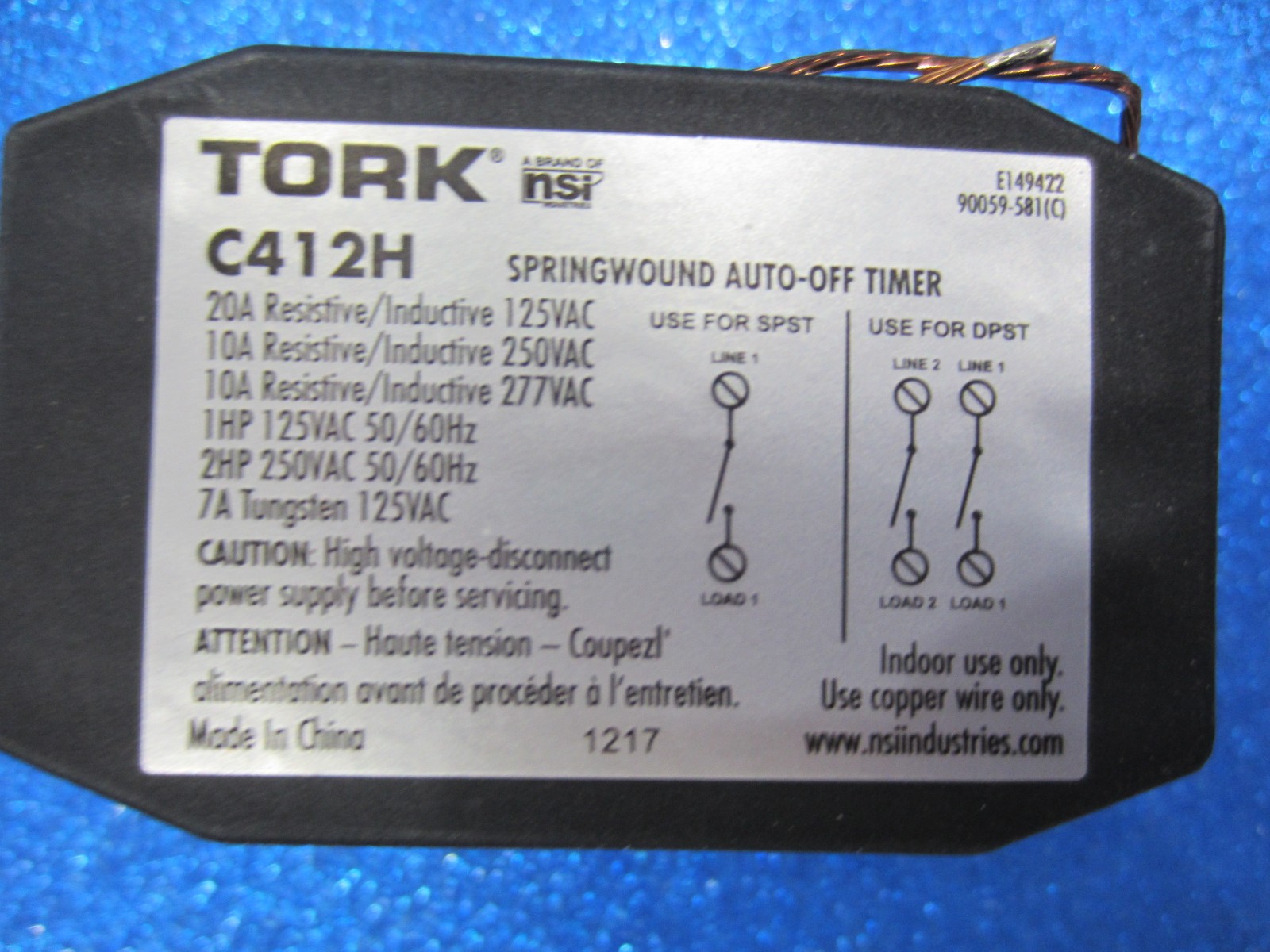 TORK C412H Spring-Wound in-Wall Twist Timer–12 HOUR TIMER