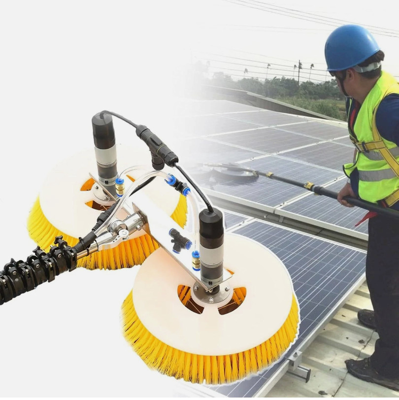 Solar Panel Cleaning Machine Double Head Retractable Photovoltaic Panels Brush