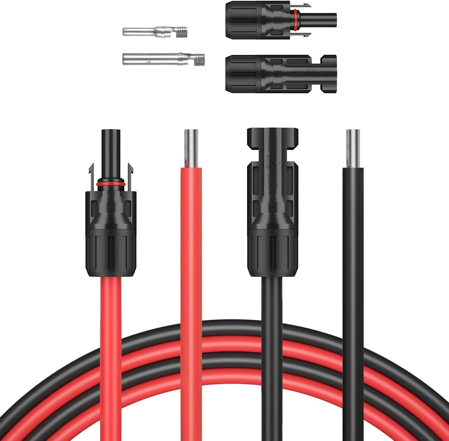 1 Pair Black+Red Solar Panel Extension Cable Wire Solar Connectors 10 AWG
