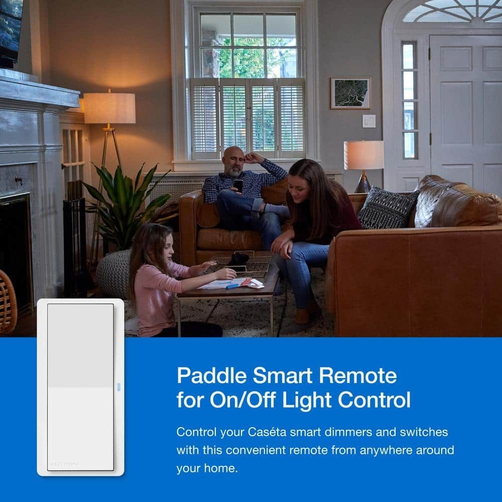Pico Paddle Remote for On/Off Control of Caseta Smart Switches/Dimmers, White (P