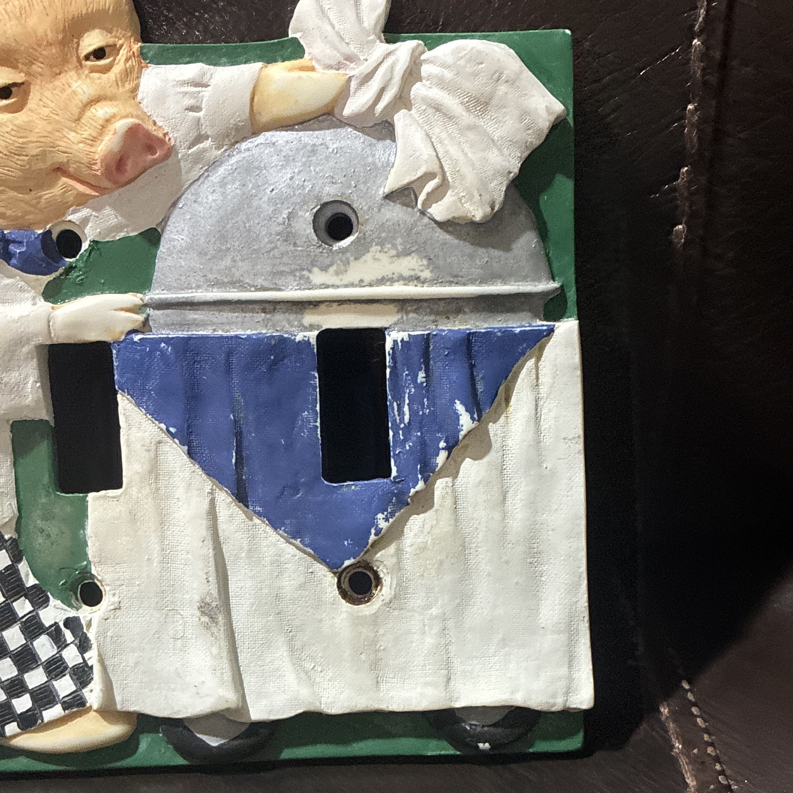Boston Warehouse Pig Chef 2-Gang Double Toggle Decorative Resin Wall Plate