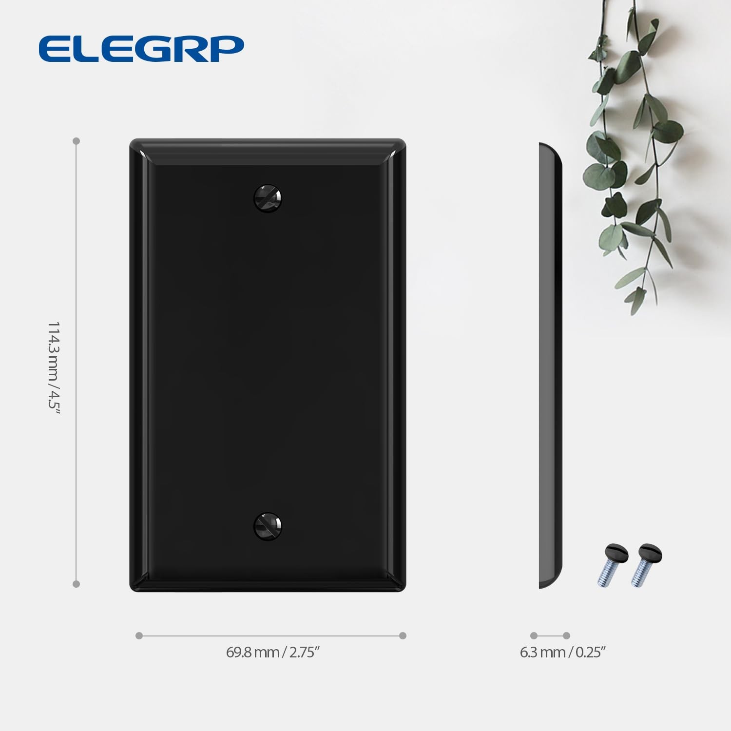 ELEGRP 1-Gang Blank Device Wall Plates, Standard Size 4.5″ H x 2.75″ L Unbrea…