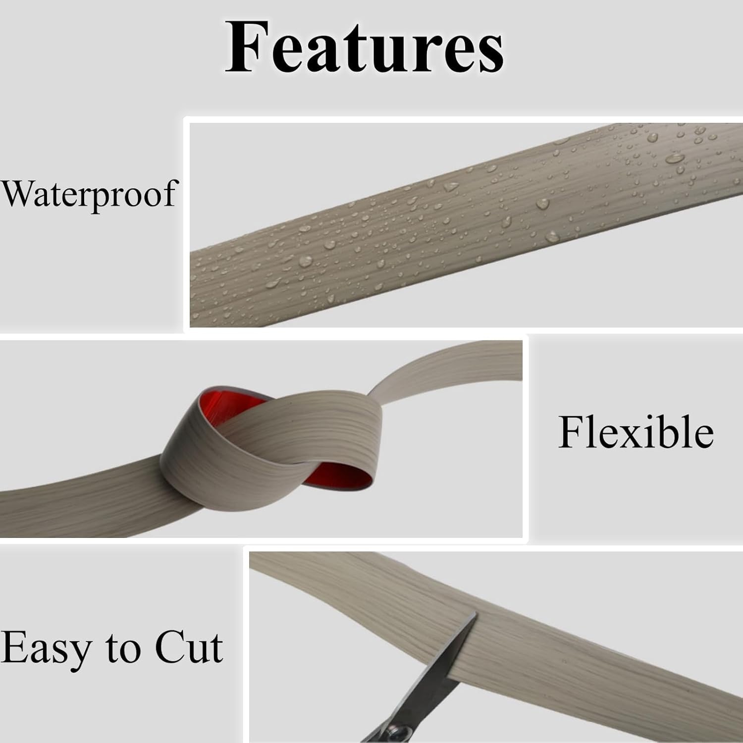 Elegant Self-Adhesive Floor Transition Strip – Waterproof PVC, 10ft (Beige Grey)
