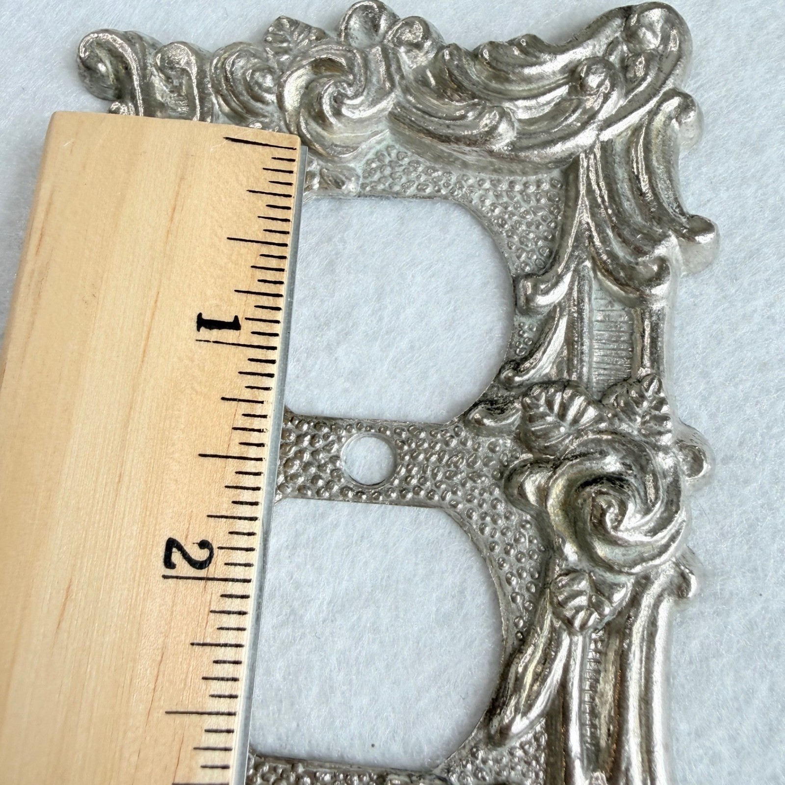 Vintage Outlet Cover Set 5 Silver Good Ornate Rococo Floral Rose Metal USA