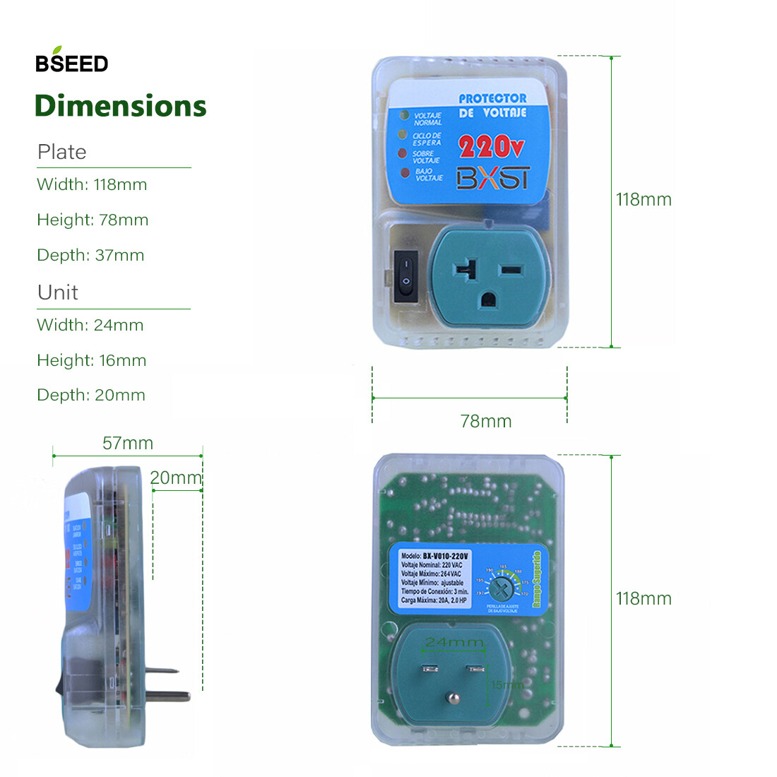 US Voltage Power Protector 220V Surge Refrigerator Appliance US Outlets Sockets