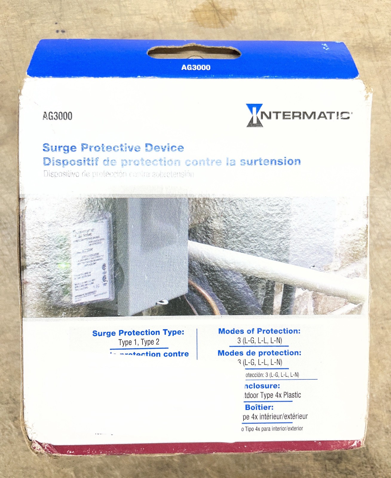 Intermatic AG3000 Surge Protective Device 3 Mode 120/240VAC 1Ph Type 1 or Type 2