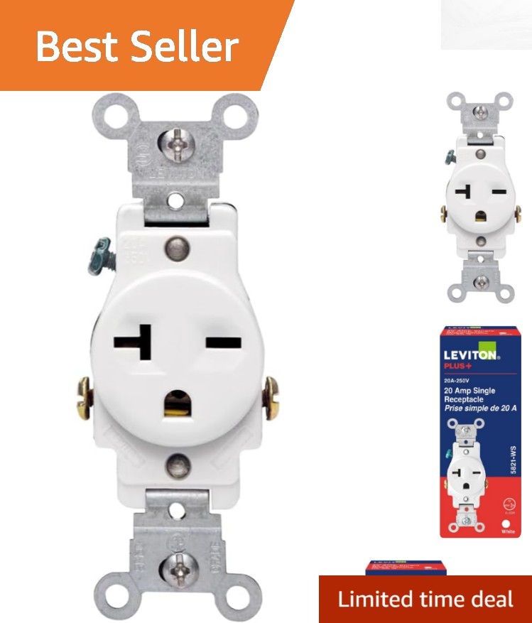 Reliable Side-Wire 20A Receptacle Outlet for Commercial Applications 250V White