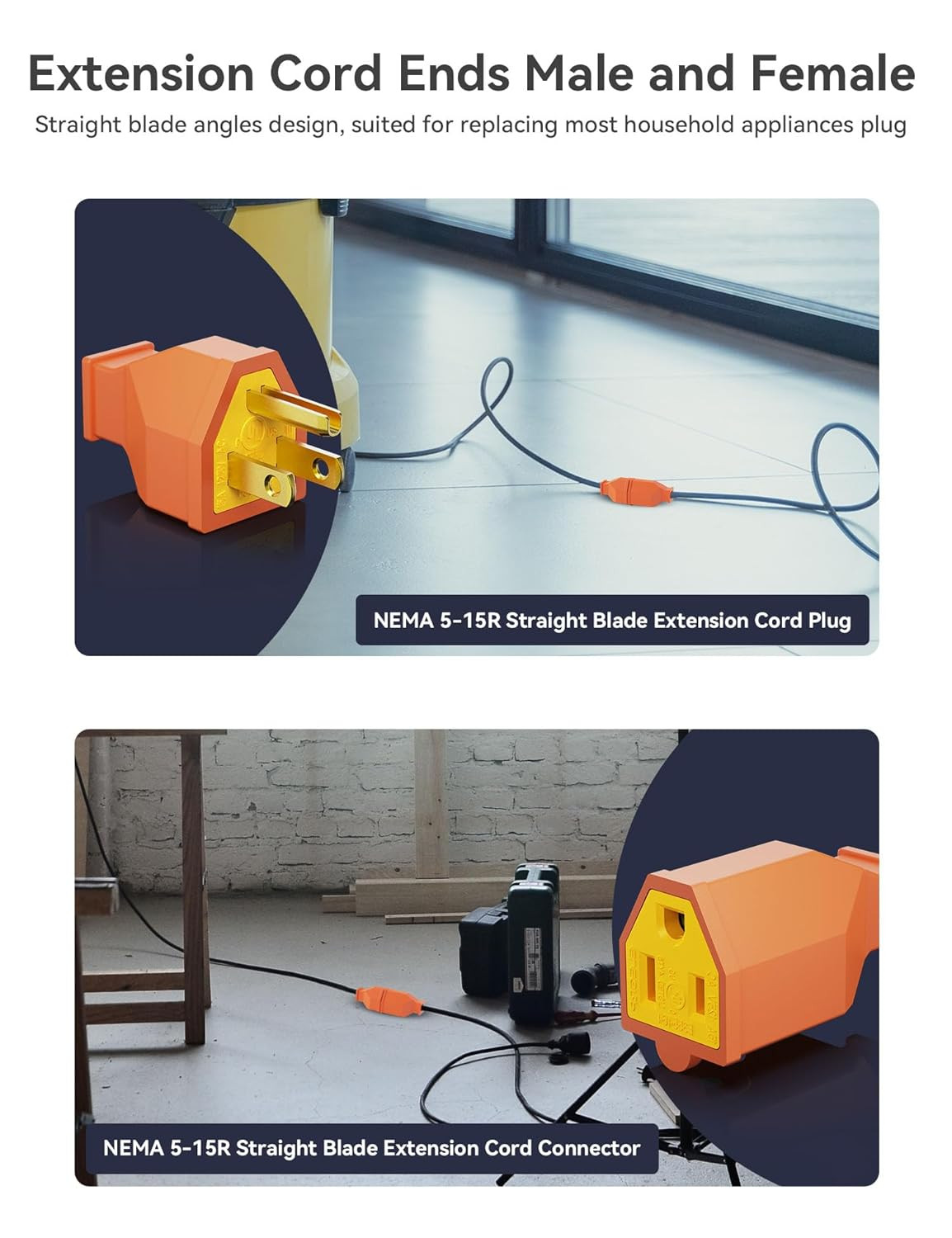 Extension Cord Ends Male and Female Replacement Plug and Connector