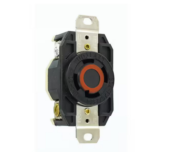 Leviton 30 Amp Nylon Locking Single Outlet, Black 2710-BX 125/240V
