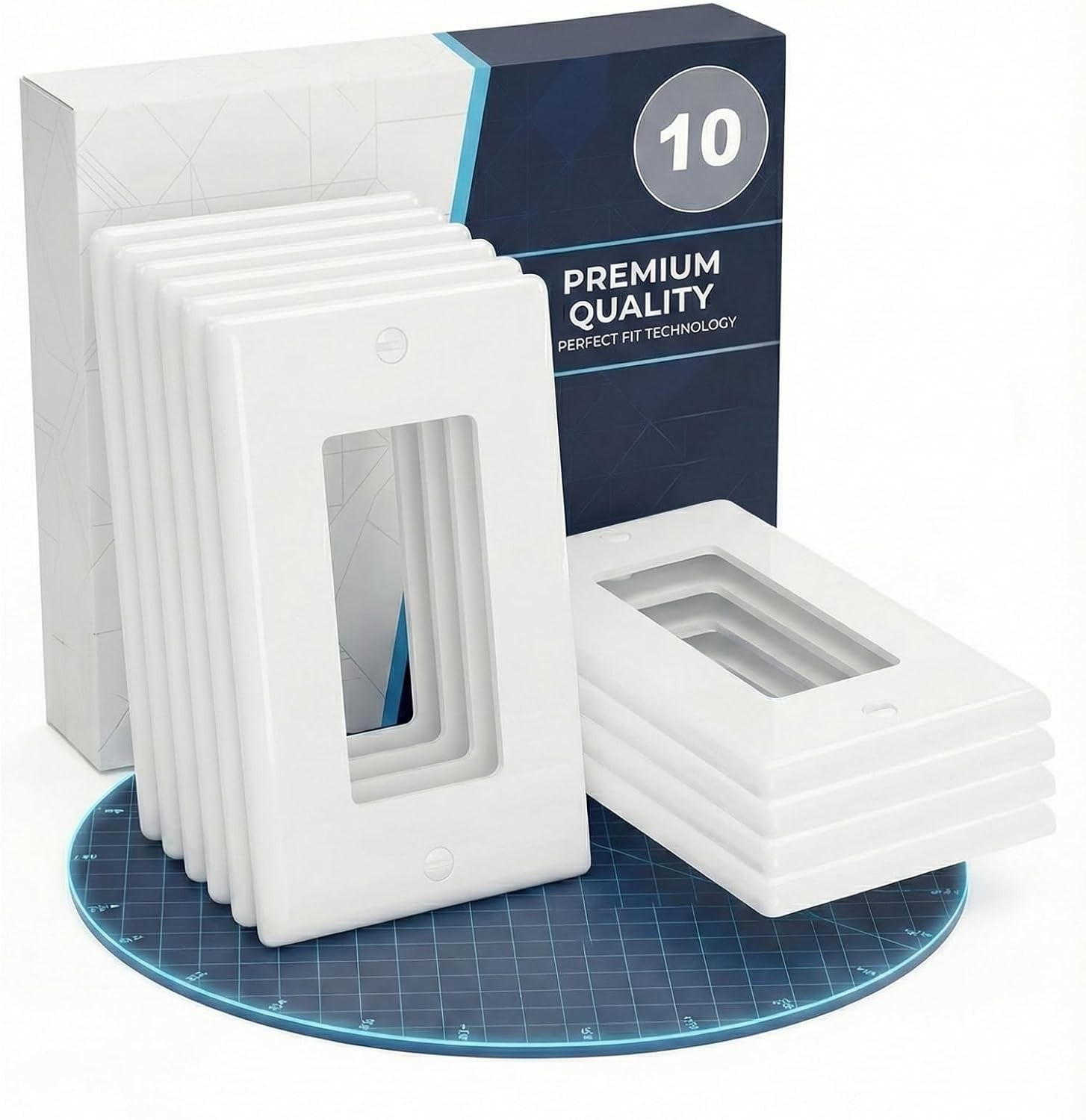 Bates 10 Pack White Wall Switch Plates & Outlet Covers – Durable Polycarbonate