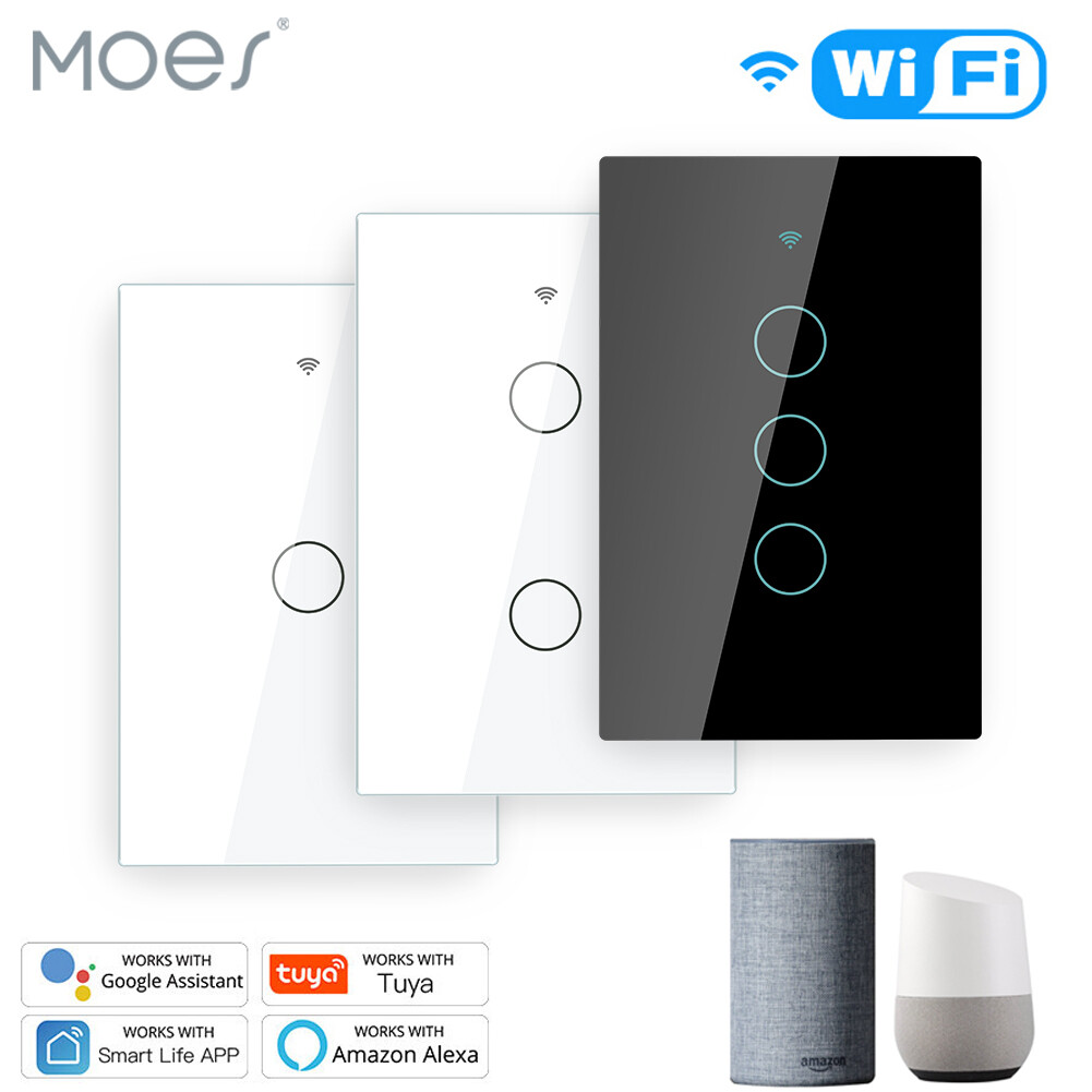 MOES 1/2/3/4 Gang Smart Light Switch WiFi RF Touch No Neutral Alexa Google APP