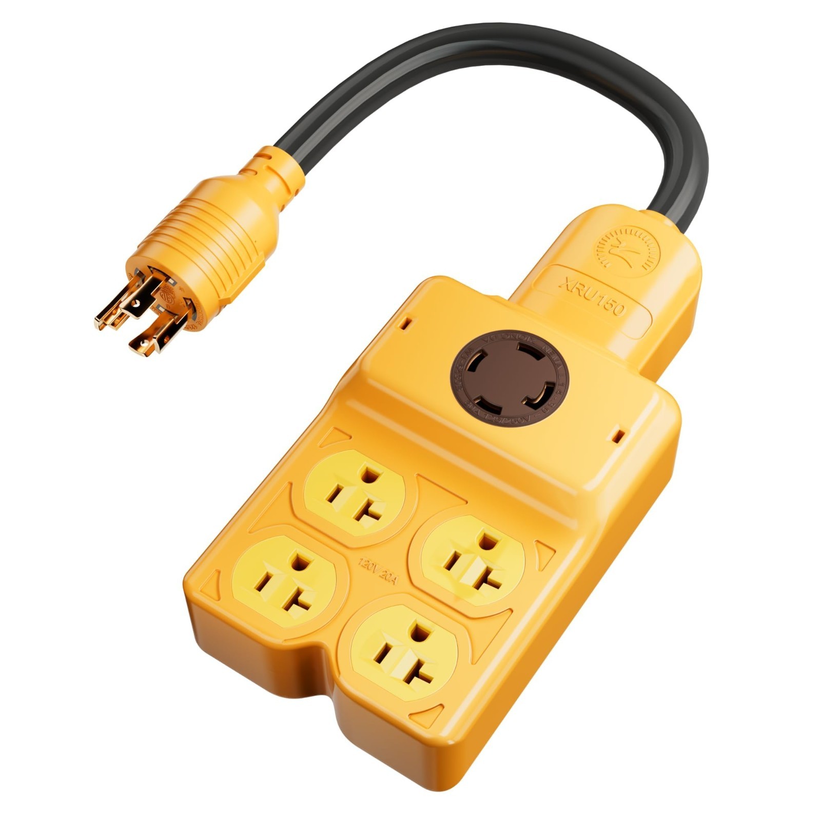 30 Amp Generator Adapter Extension Cord, NEMA L14-30P to 4x 15/20R, 7500W, ETL L