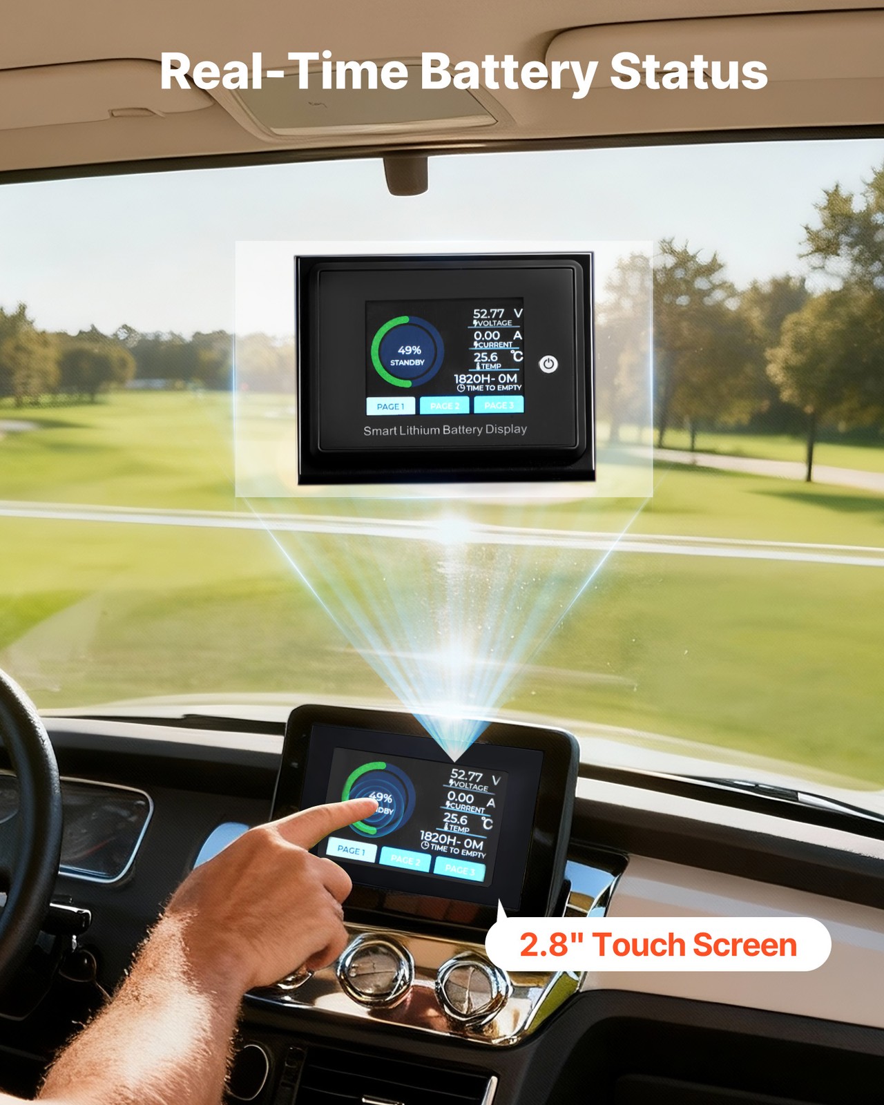 VEVOR 48V 150AH Lithium Golf Cart Battery Lifepo4 & 20A Charger Bluetooth Touch