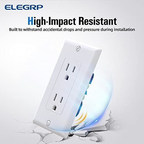 Glossy White 15A 125V Electrical Wall Outlet, 2 Pole 3 Wire, Self-Grounding, UL