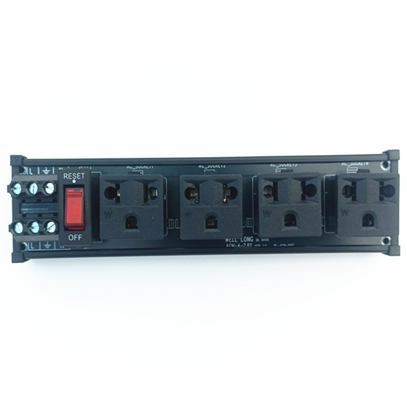 DIN Rail Mount AC 125V Three Receptacles Outlet Power Strip Module.