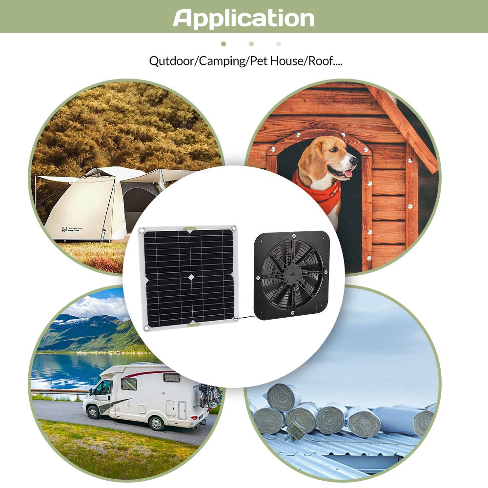 100W Solar Powered Exhaust Fan IP68 Waterproof Ventilation Kit for Chicken Coop