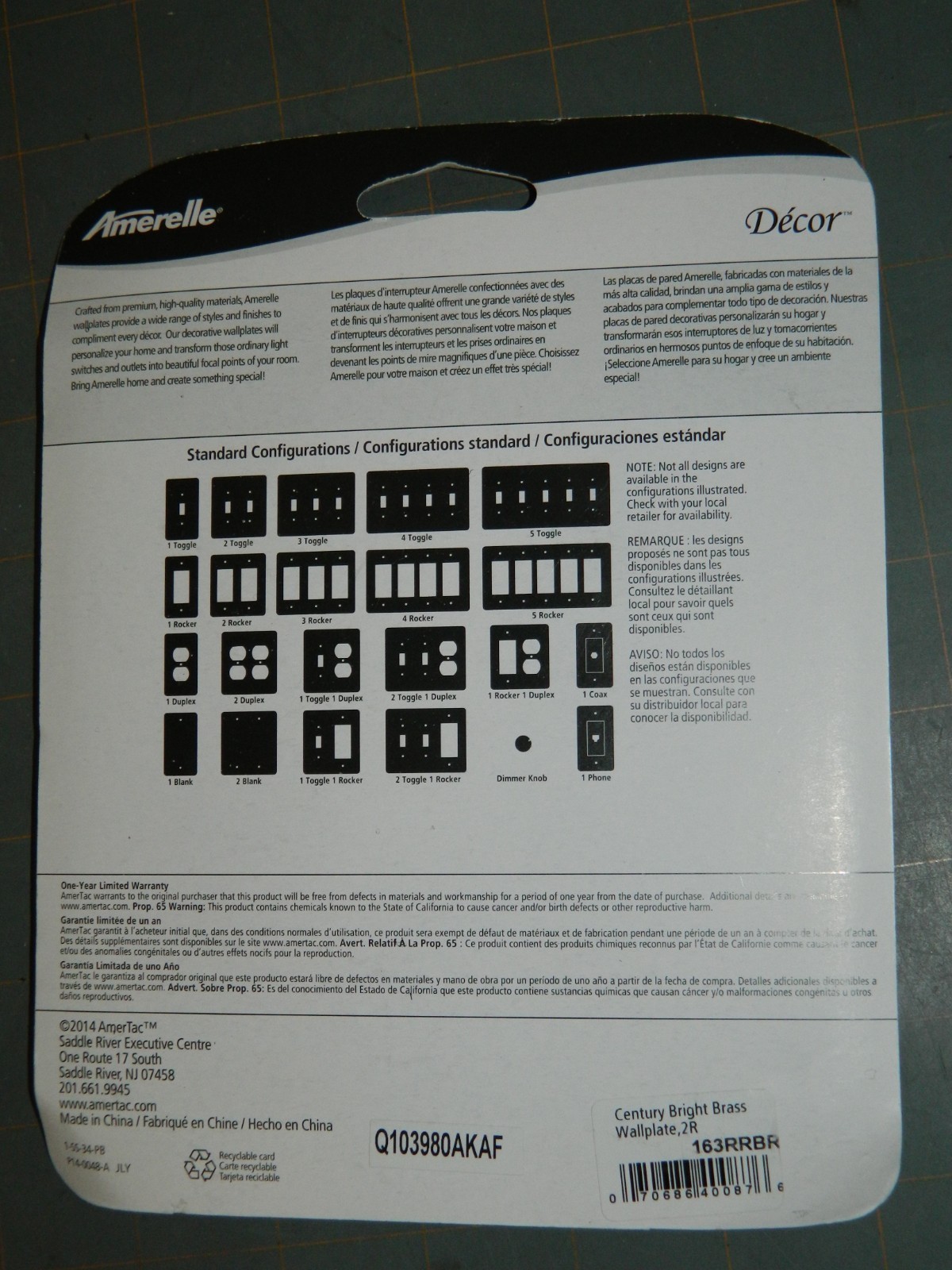 Amerelle 163RRBR Polished Brass Traditional Steel Wallplate with 2-Rocker