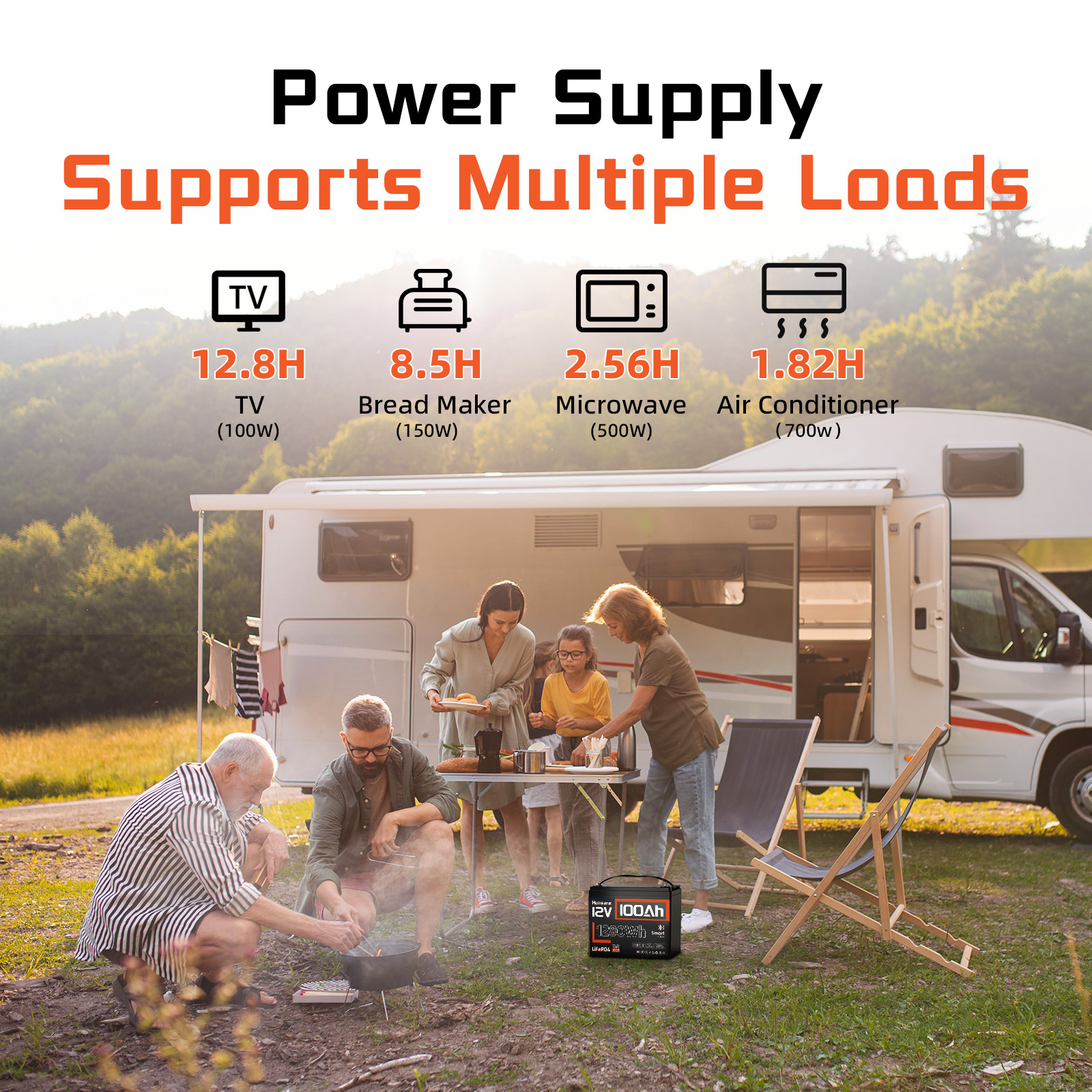 12V 100Ah LiFePO4 Lithium Battery Bluetooth 100A BMS Group 24 Trolling Motor RV