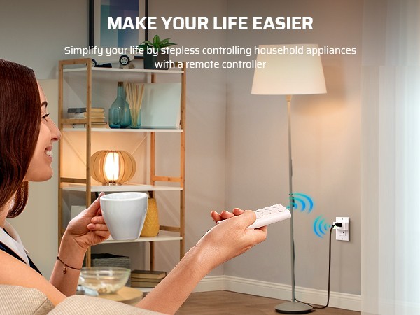 5 Outlet Wireless Remote Control Plug 2 Remotes 200FT Range No WiFi Needed