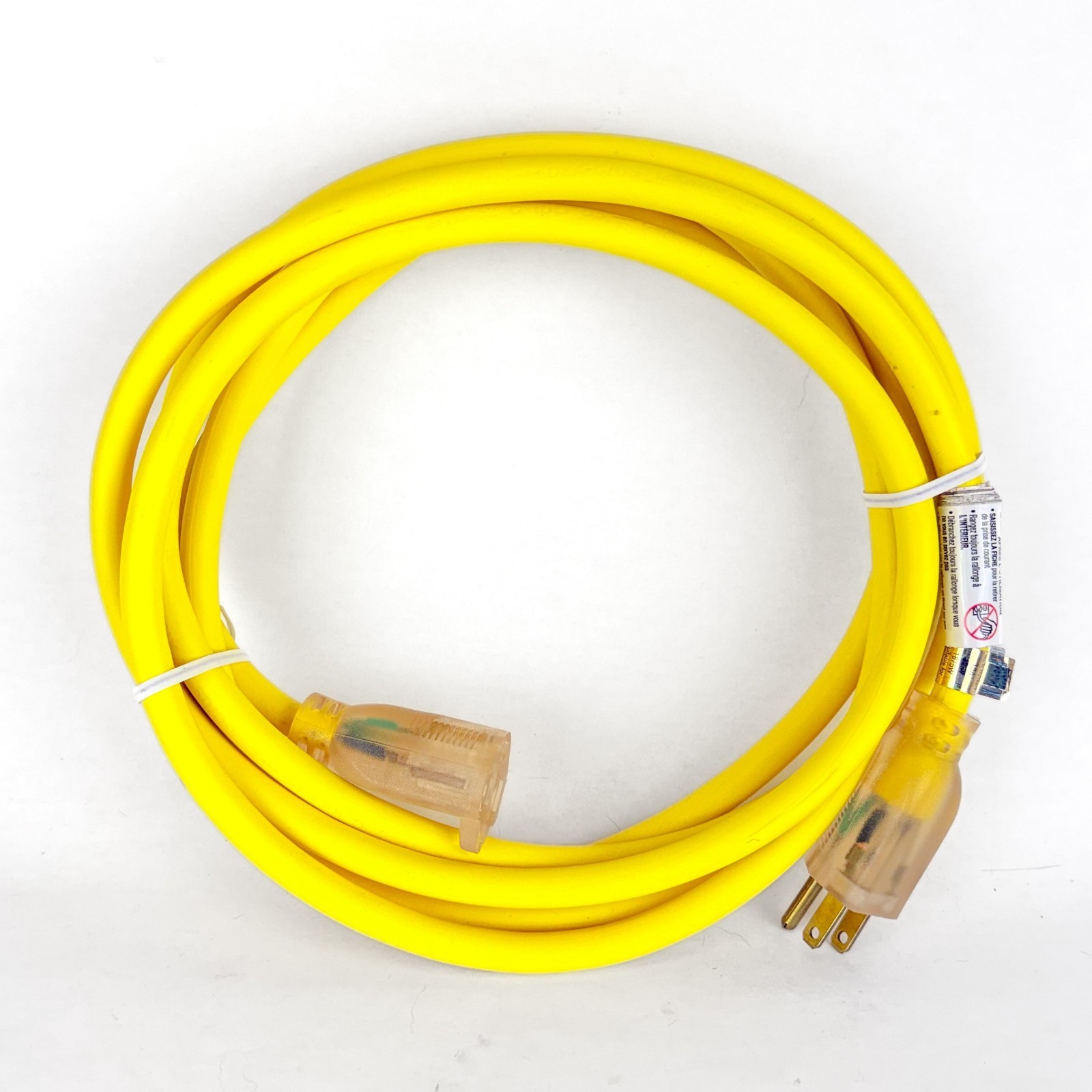 12 ft 12 Gauge Yellow Extension Cordwith Lighted Outlet SJTW – Made in USA