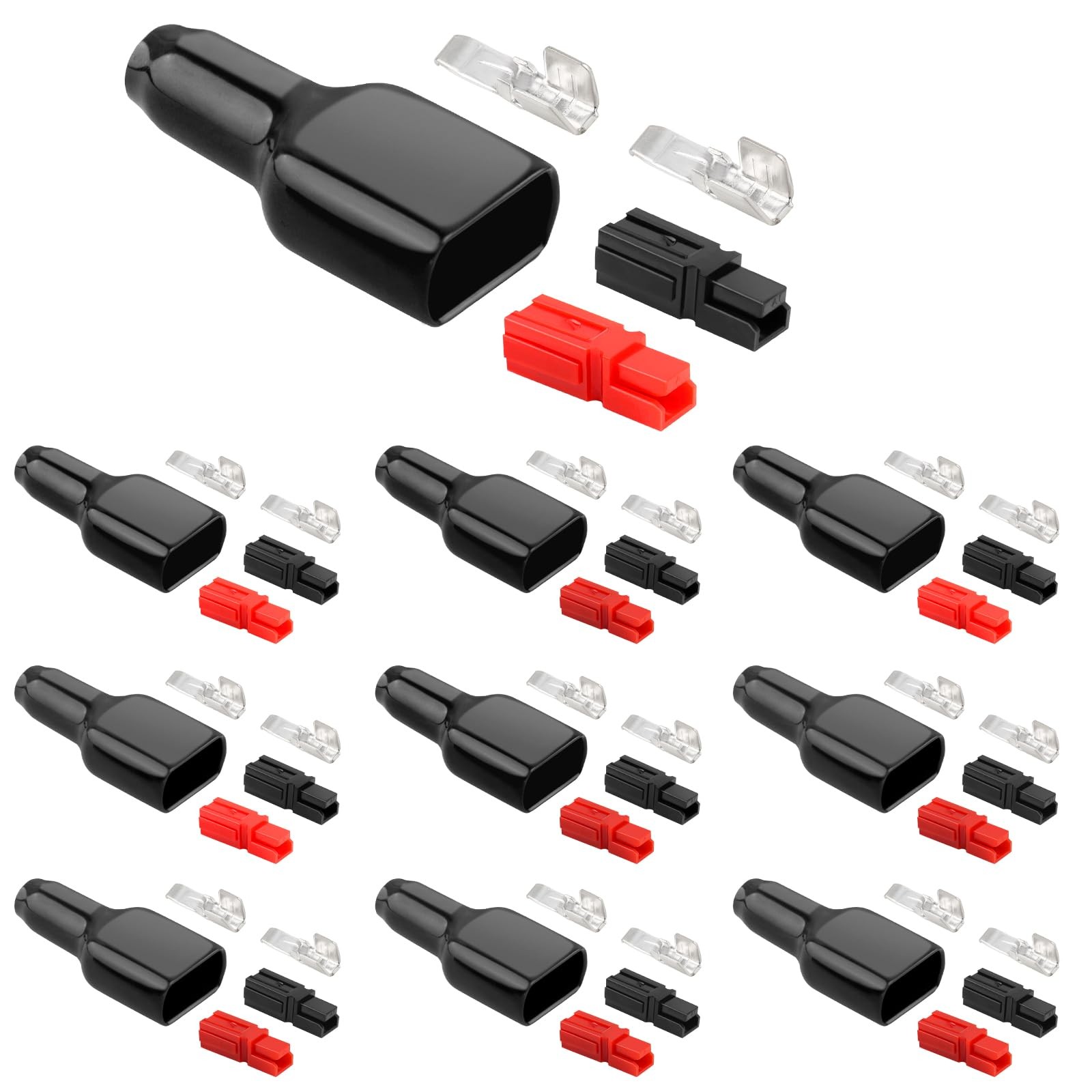 10 Pairs 45Amp Power Connectors Kit, 600V Quick Disconnect Red, Black