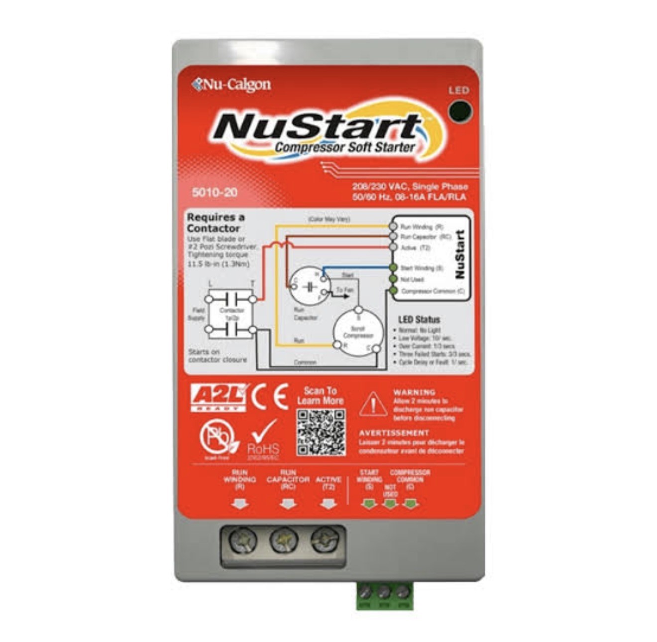 Nu-Calgon 5010-20 NuStart Soft Starter Single Phase 208-230VAC 8-16A RLA