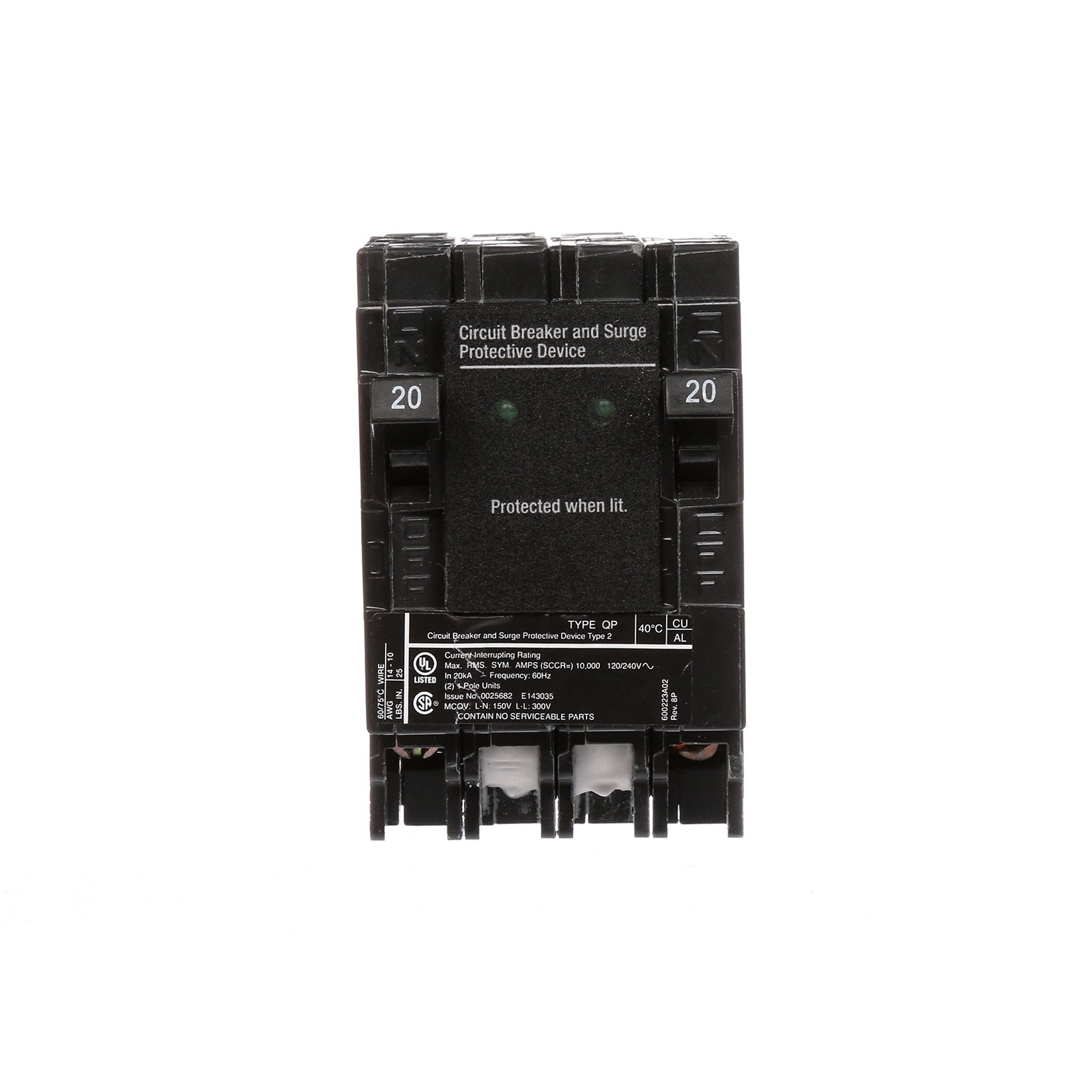 QSA2020SPD Whole House Surge Protection with 20-Amp Circuit Breakers for Use …
