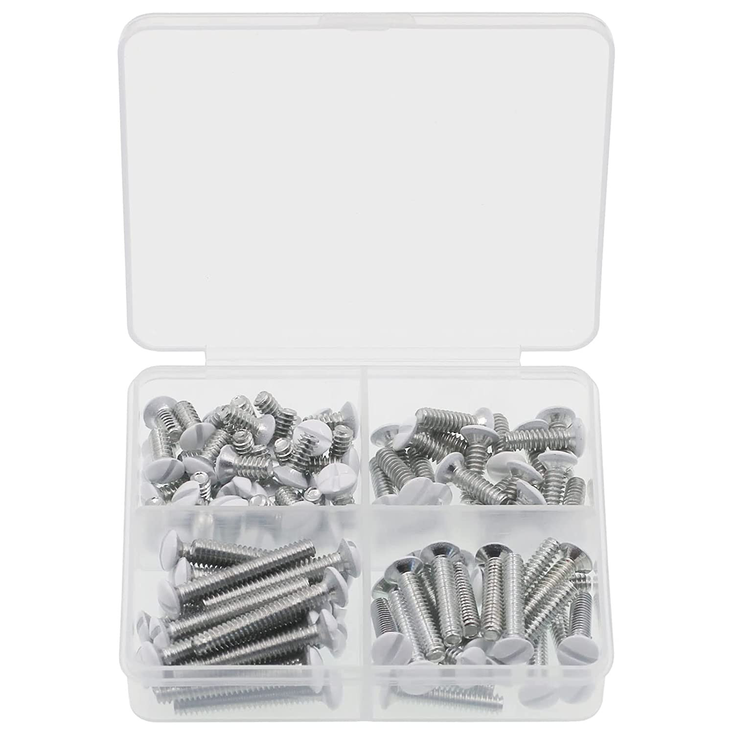 Wall Plate Screws 100 Pcs White 6-32 Outlet Switch Cover Assorted Lengths
